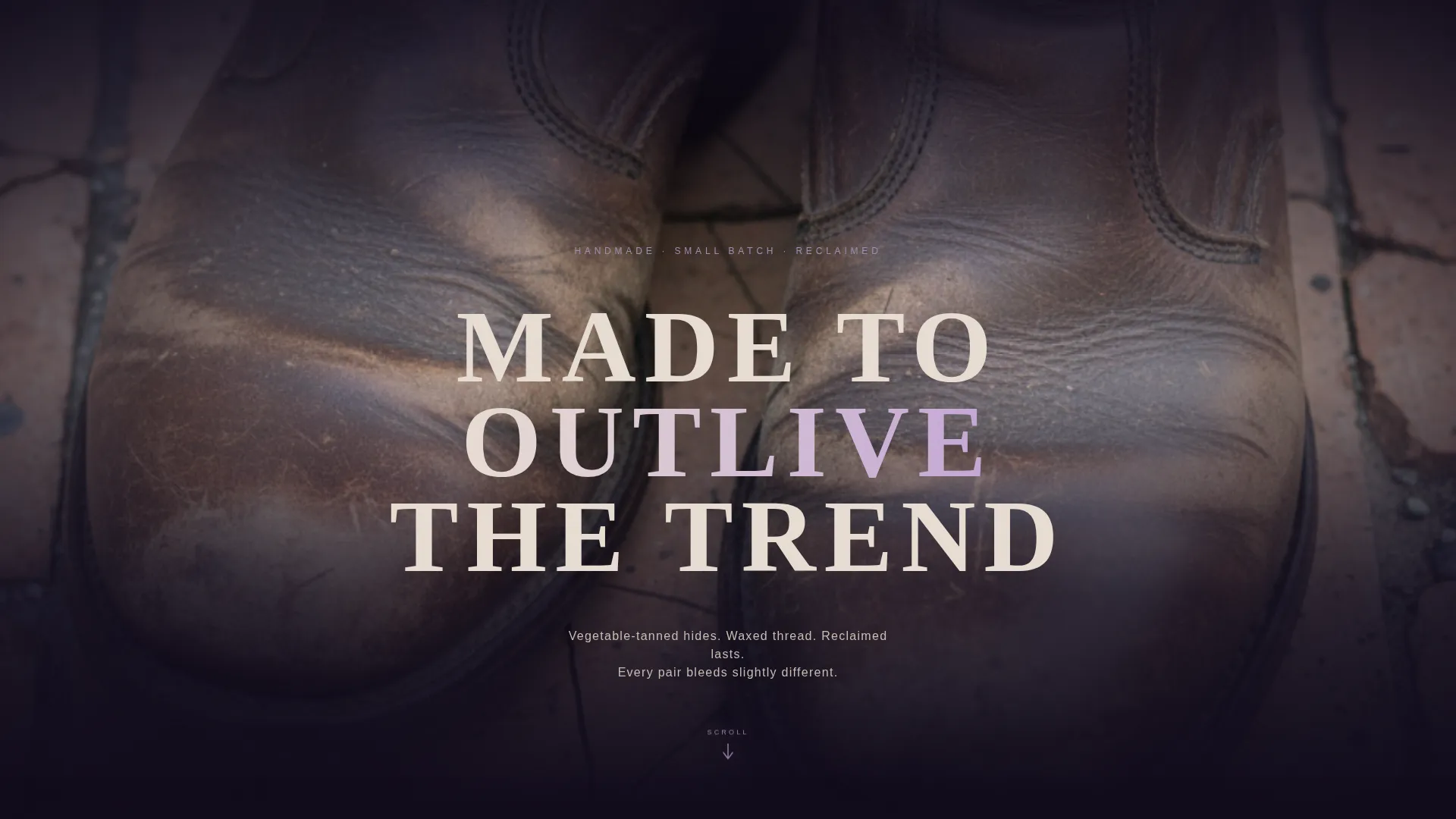 Dark Bohemian Shoe Brand Landing Page Template