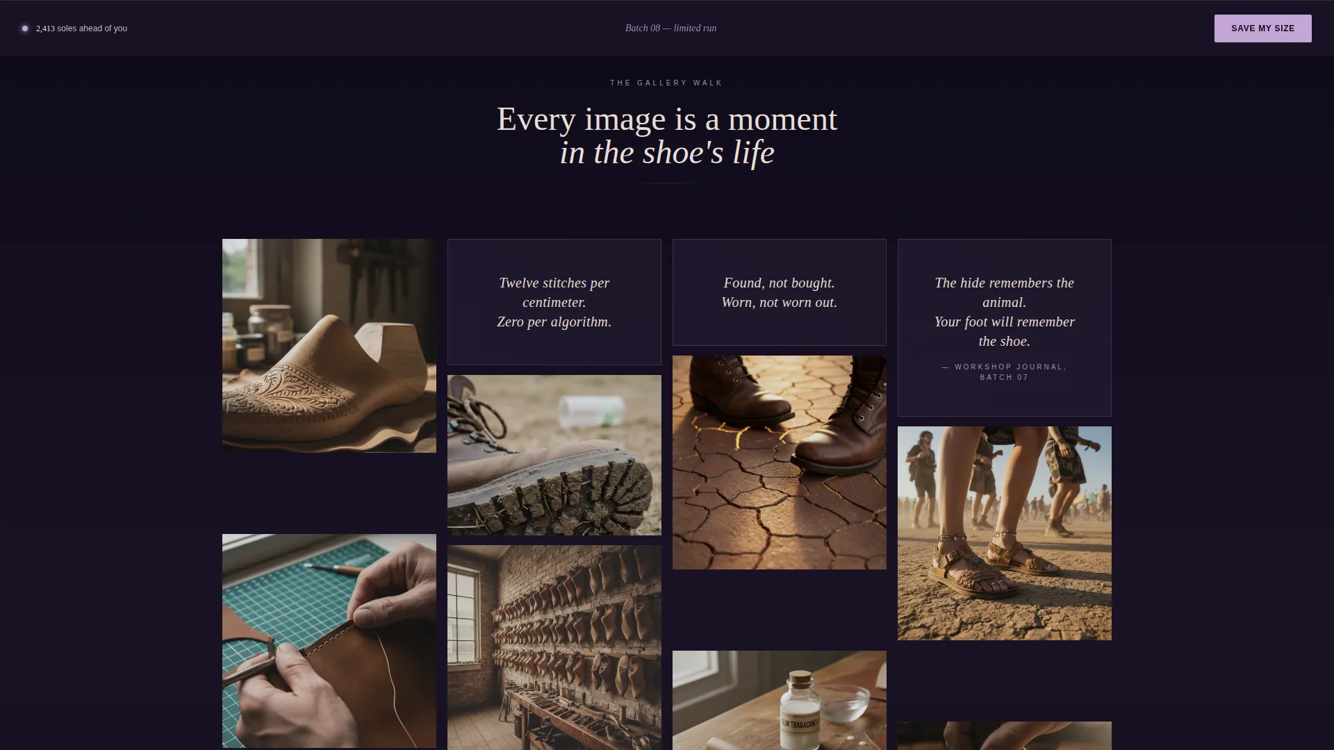 Dark Bohemian Shoe Brand Landing Page Template