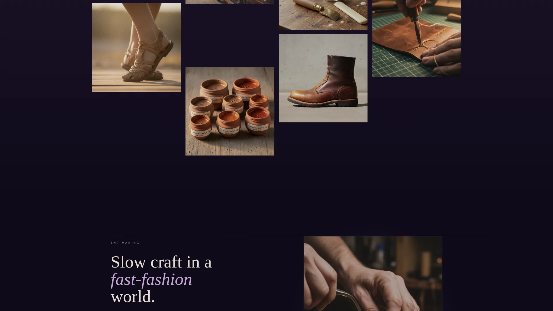 Dark Bohemian Shoe Brand Landing Page Template