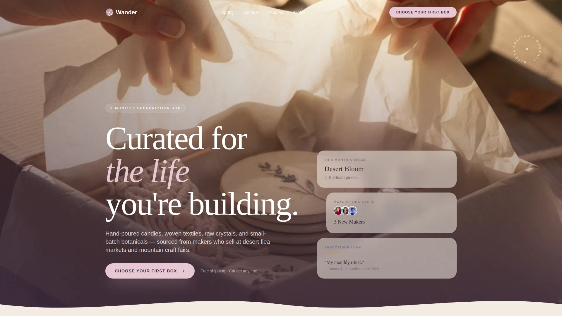Bohemian Subscription Box Landing Page Template