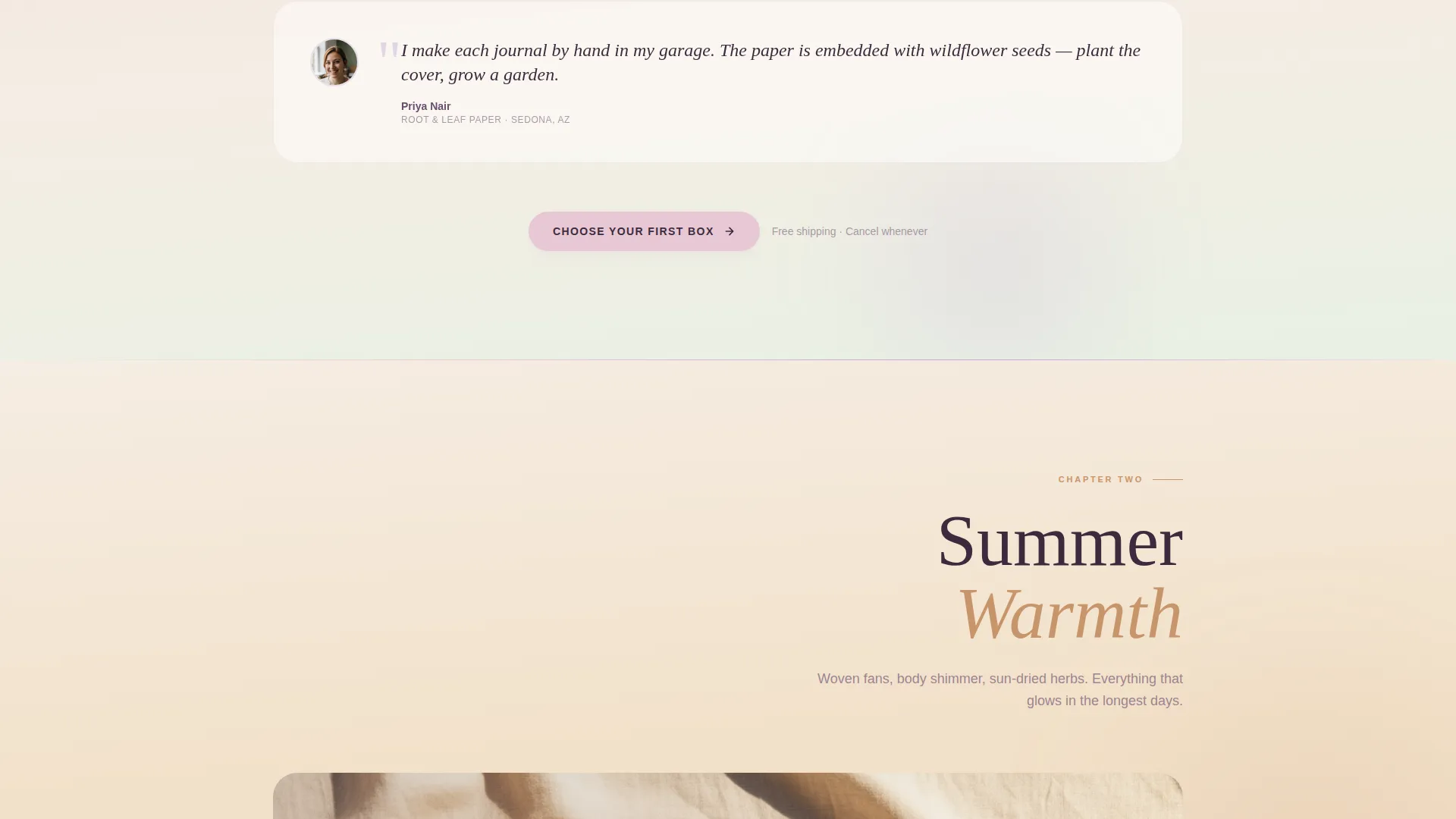 Bohemian Subscription Box Landing Page Template