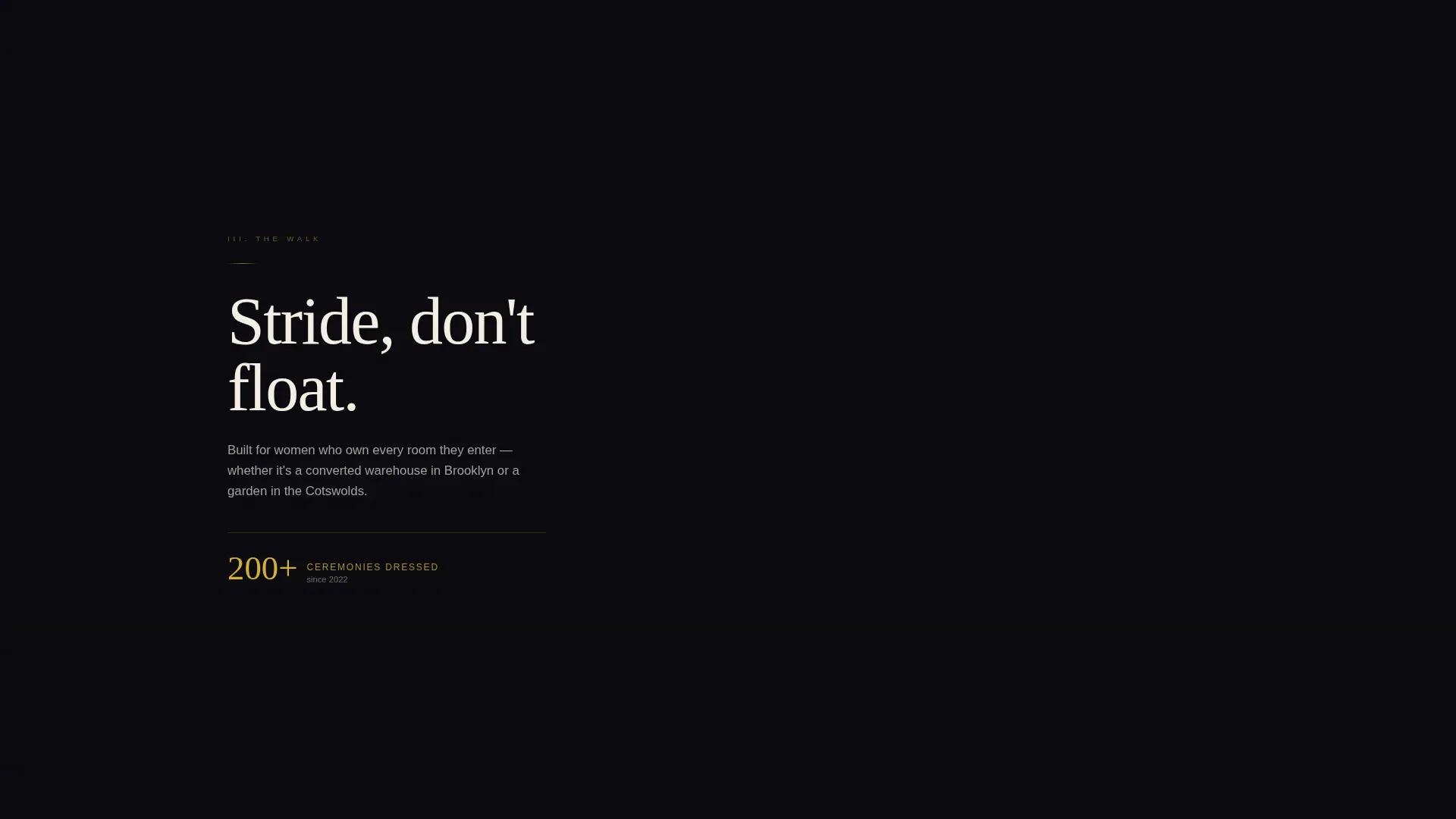 Immersive Bridal Landing Page for Alternative Wedding Wear