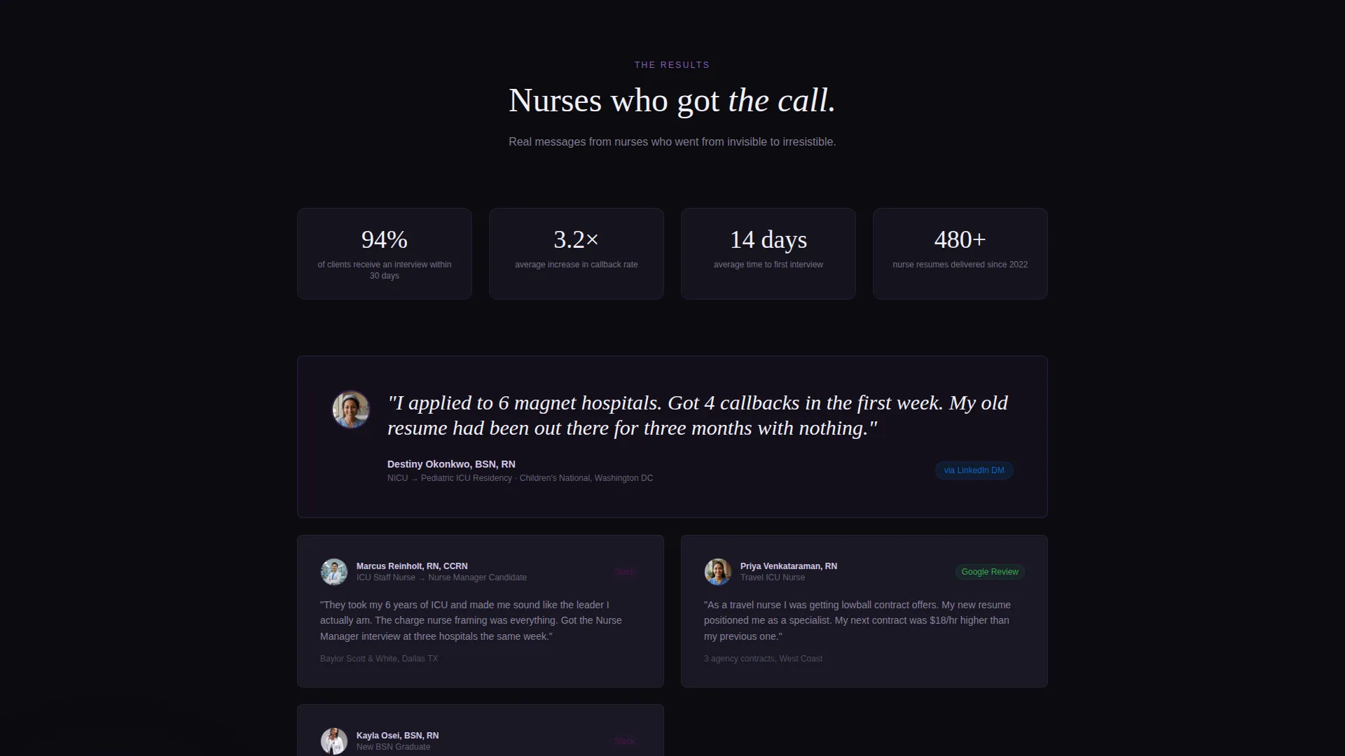 Nurse Profile Pricing Website Template