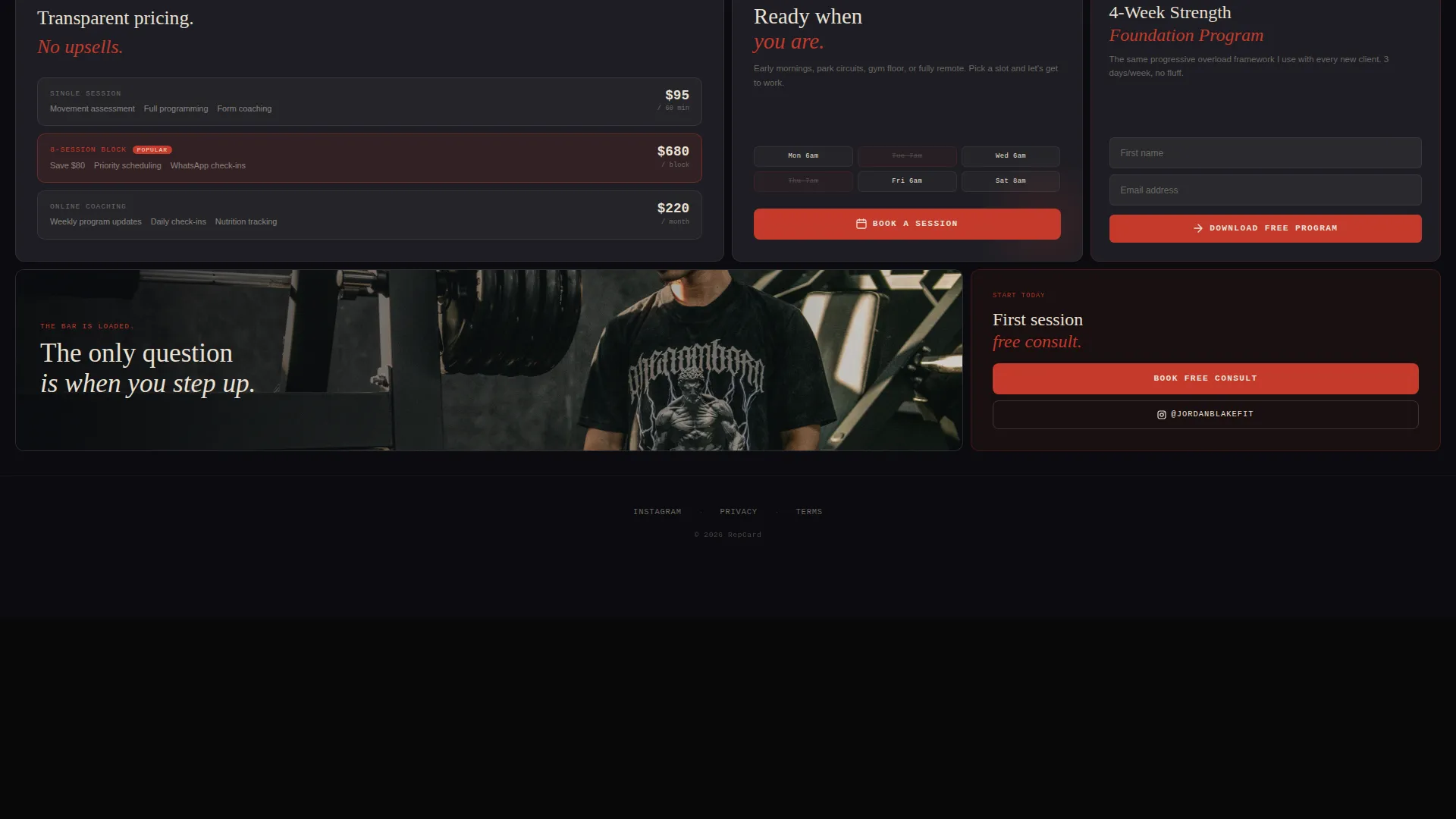 Personal Trainer Profile Professional Website Template