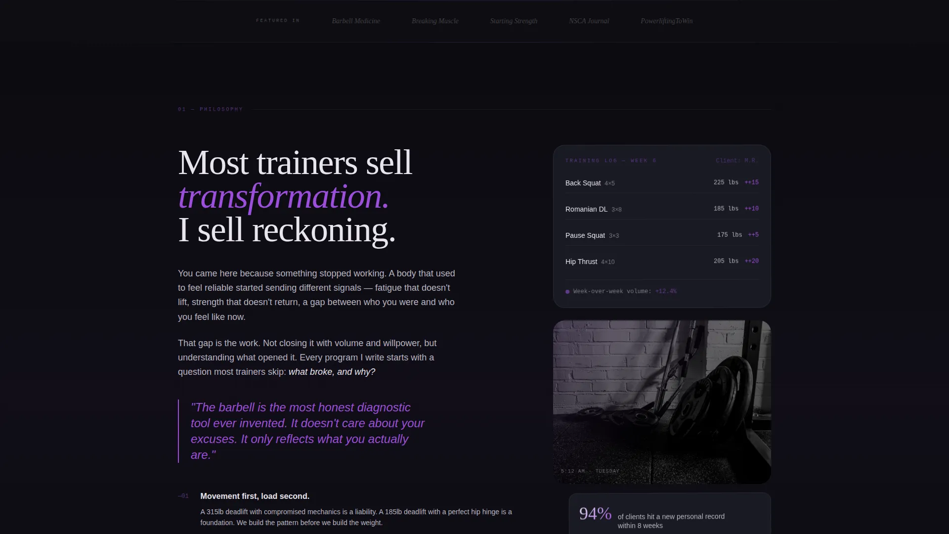 Personal Trainer Profile Advanced Professional Website Template