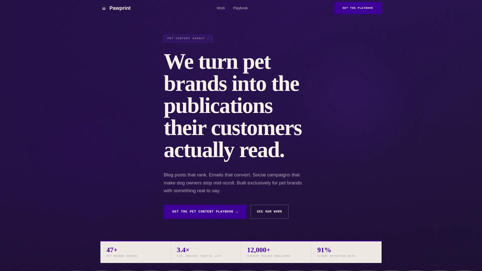 Pet Care Marketing & Agency Expert Portfolio Website Template