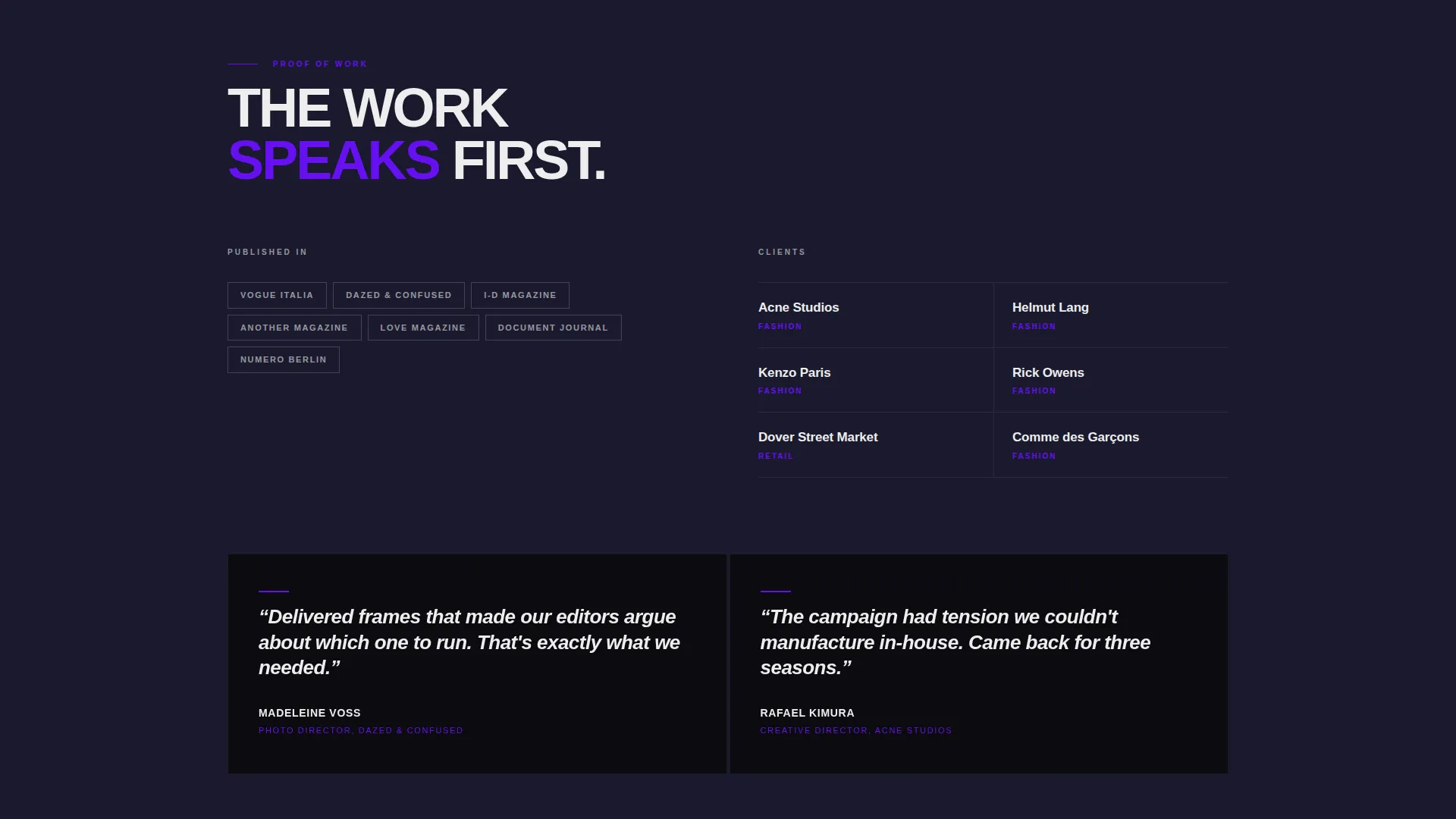 Photographer Portfolio Specialist Portfolio Website Template