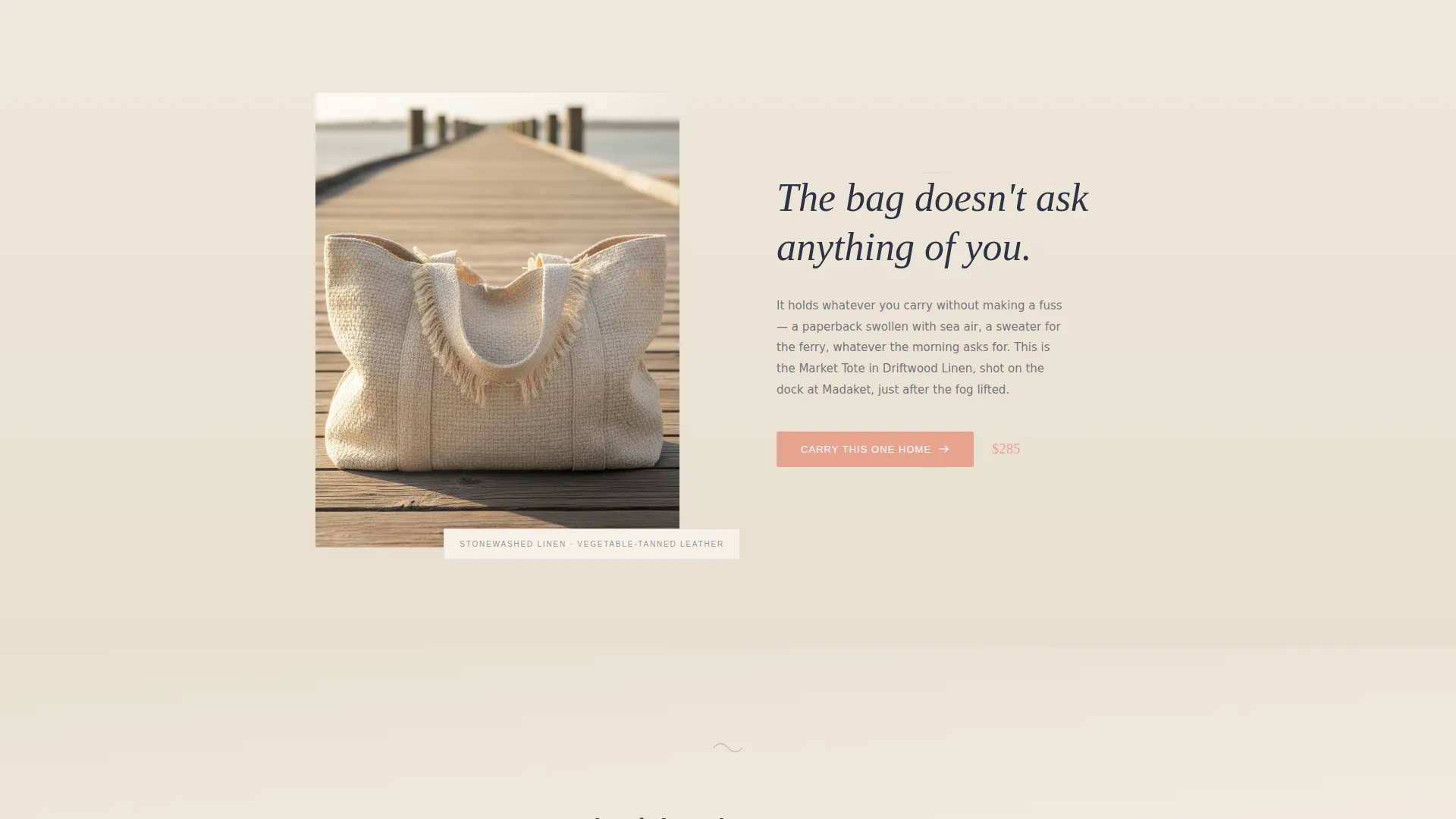 Coastal Grandmother Bag Brand Landing Page Template