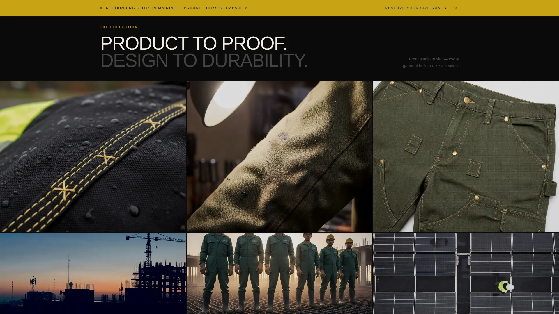 Bold Brutalist Workwear Waitlist Landing Page Template