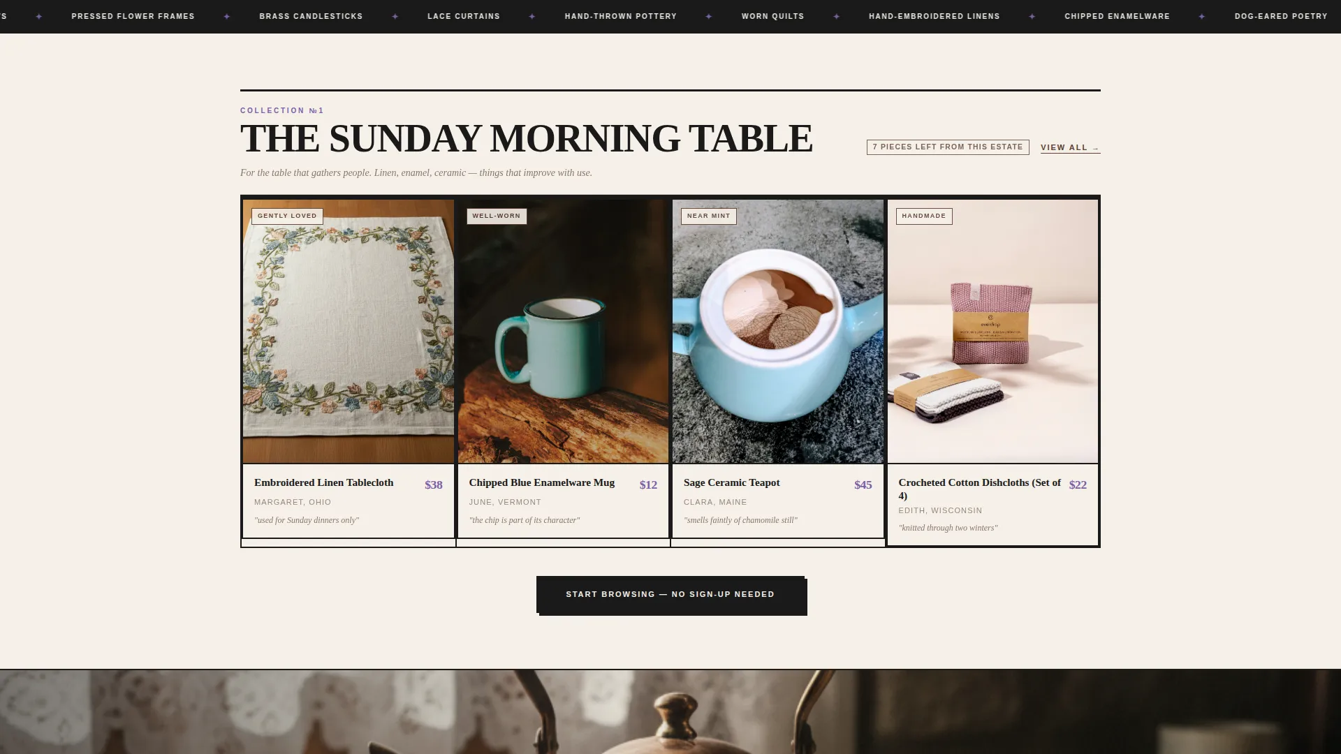 Cottagecore Resale Landing Page Template
