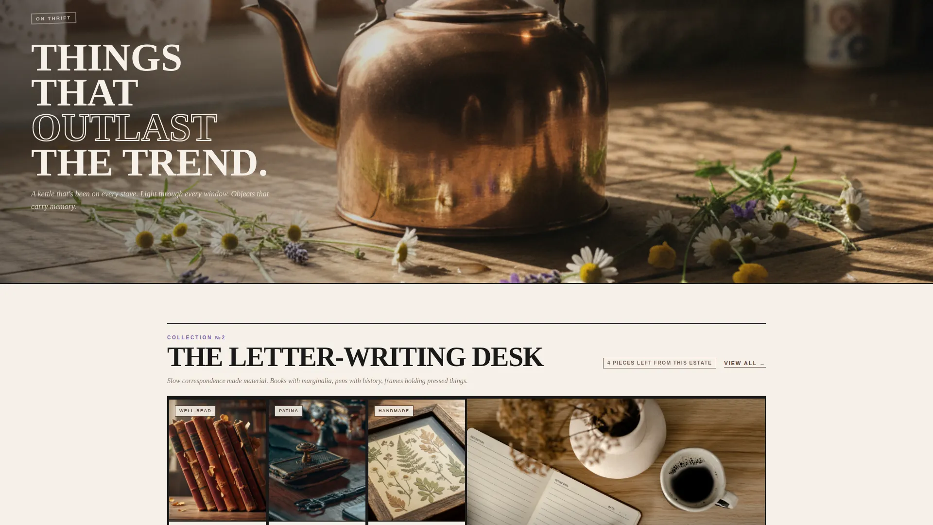 Cottagecore Resale Landing Page Template