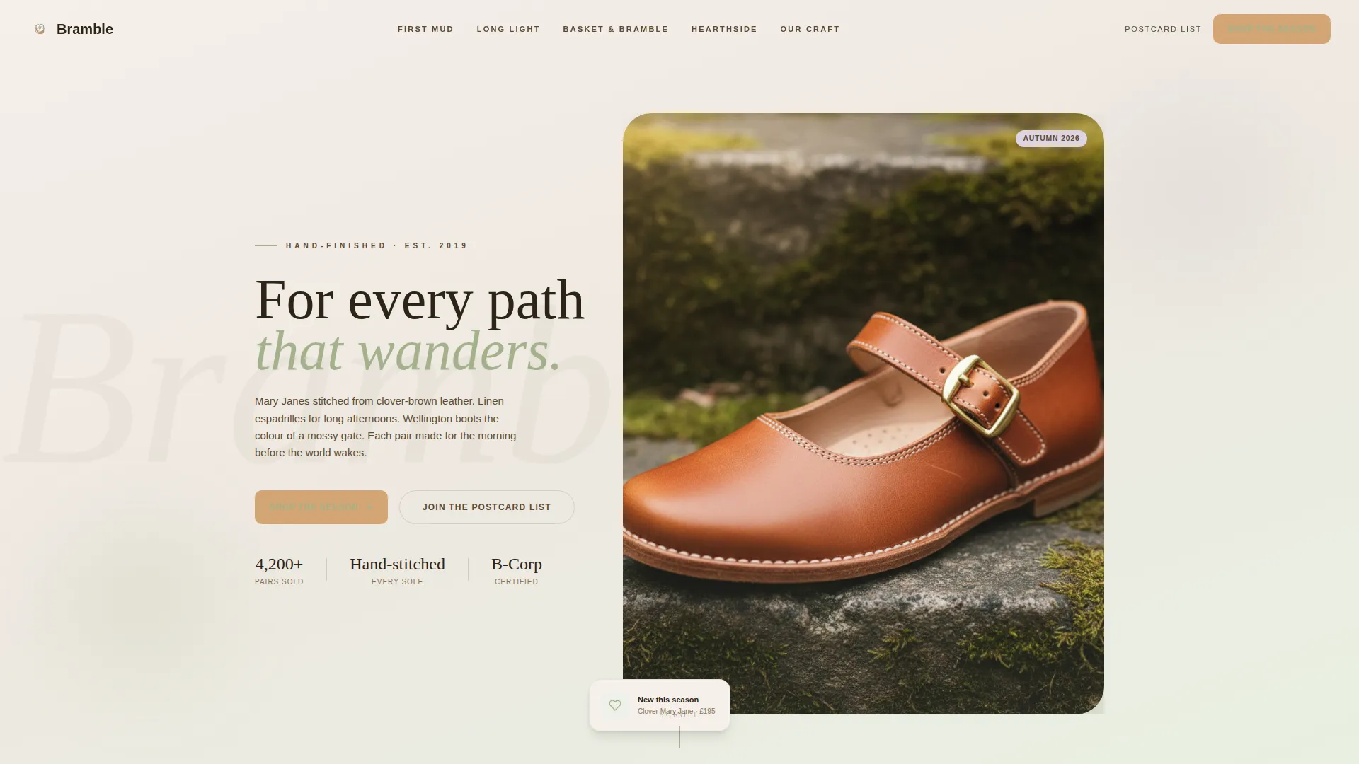 Cottagecore Shoe Brand Landing Page Template