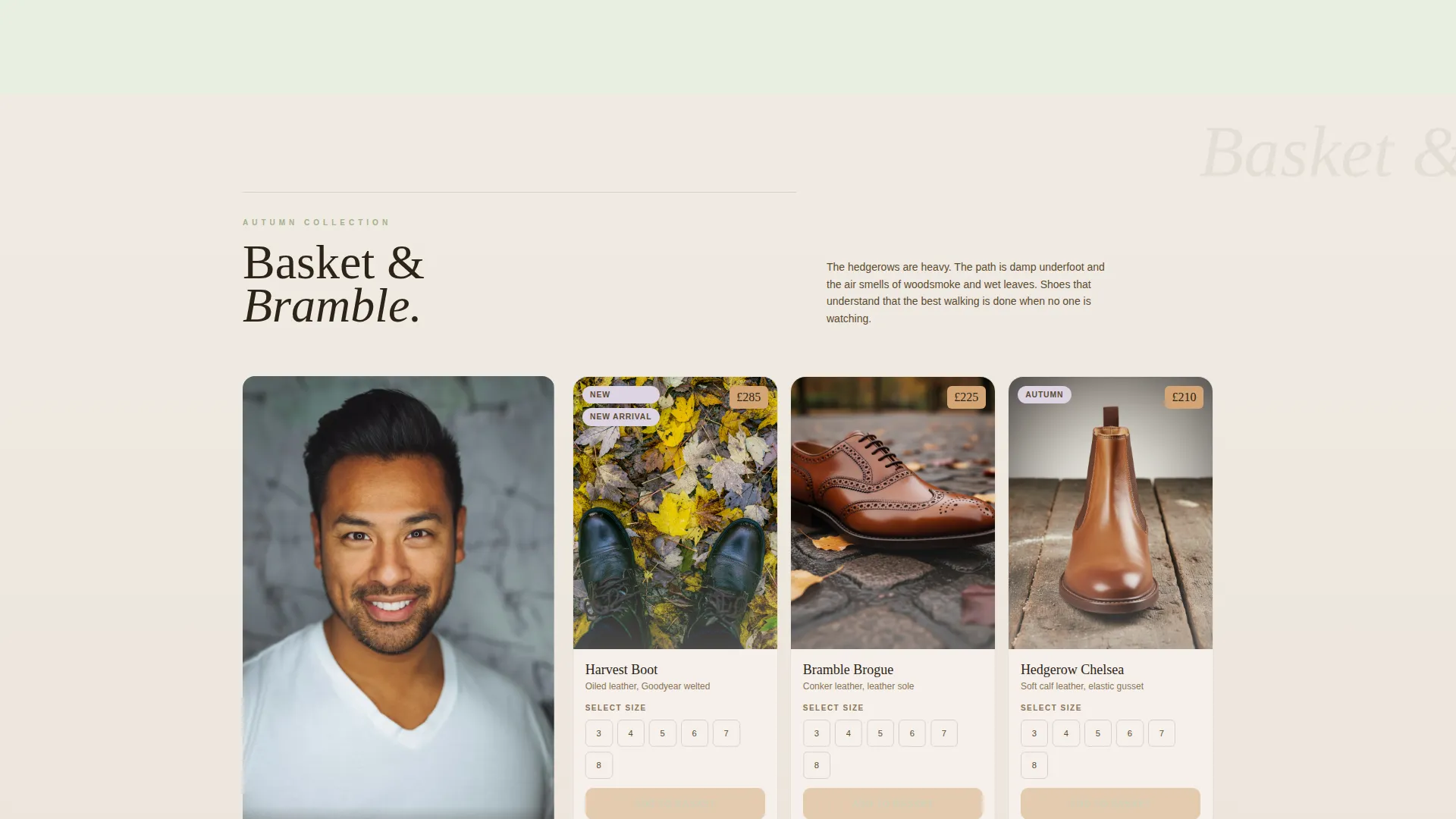 Cottagecore Shoe Brand Landing Page Template