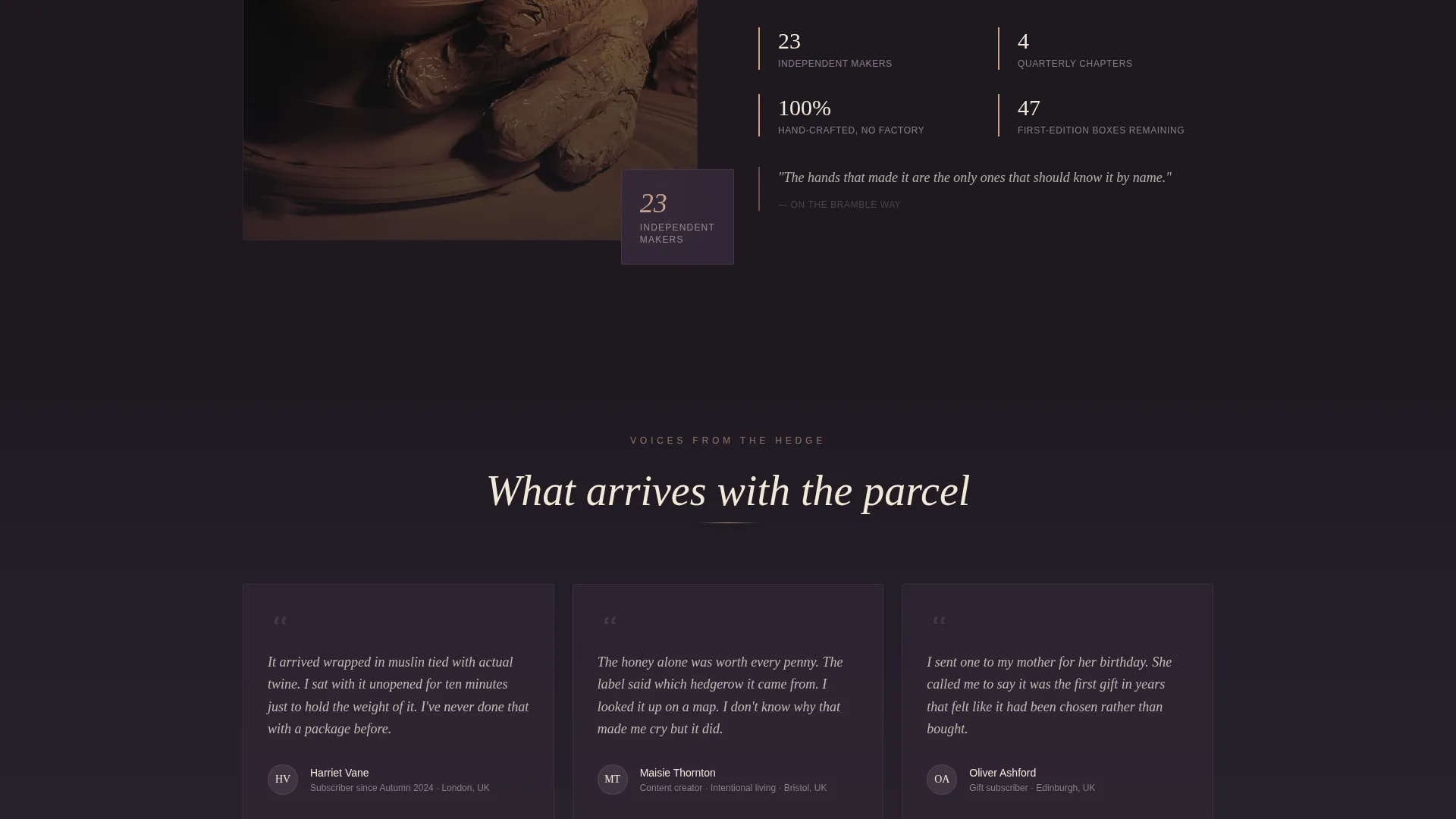 Cottagecore Subscription Box Waitlist Landing Page
