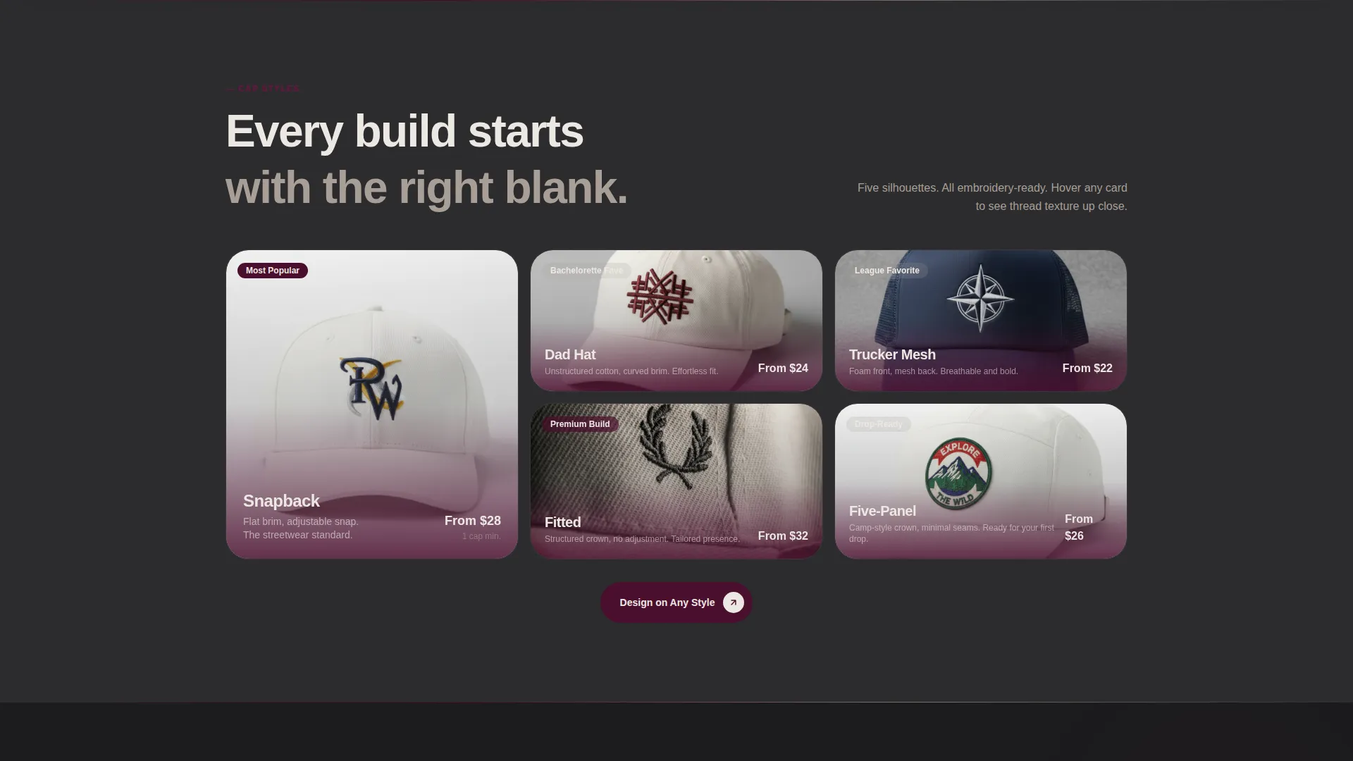 Custom Embroidered Cap Landing Page Template