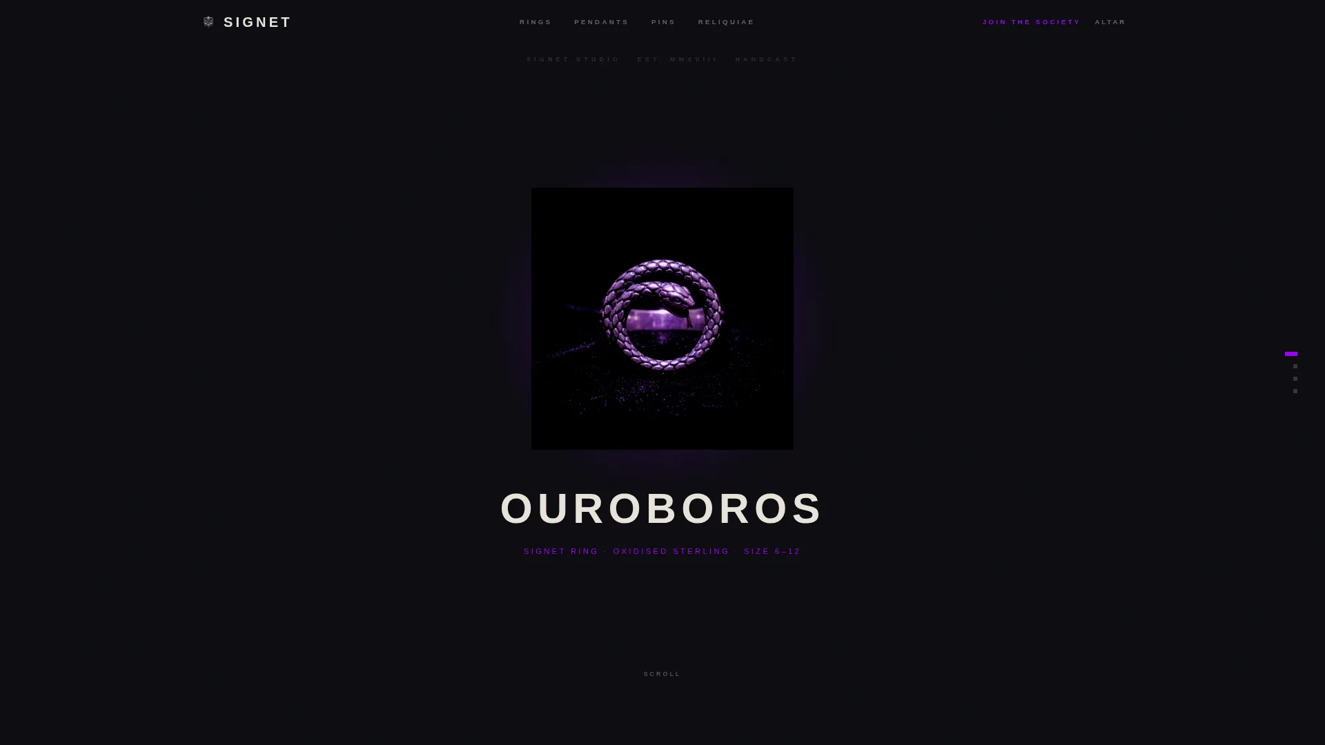 Brutalist Dark Academia Jewelry Landing Page