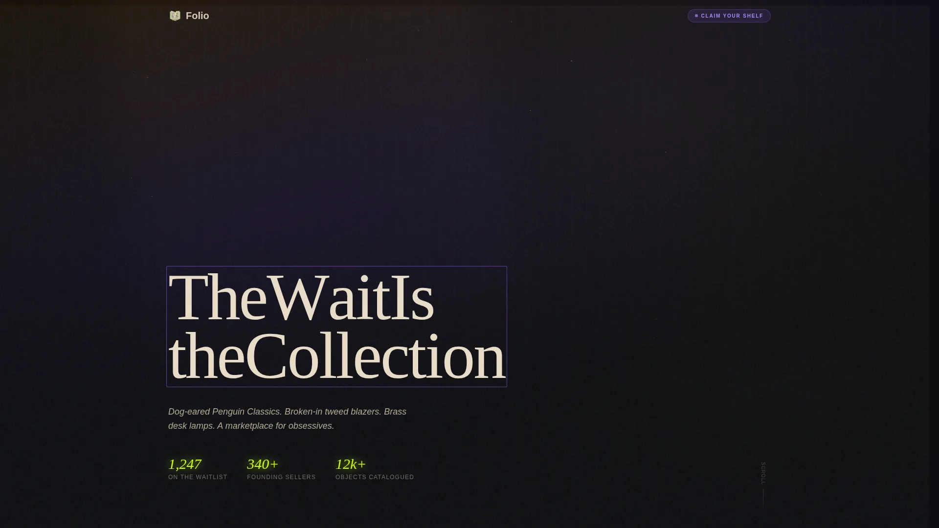 Dark Academia Resale Waitlist Landing Page Template