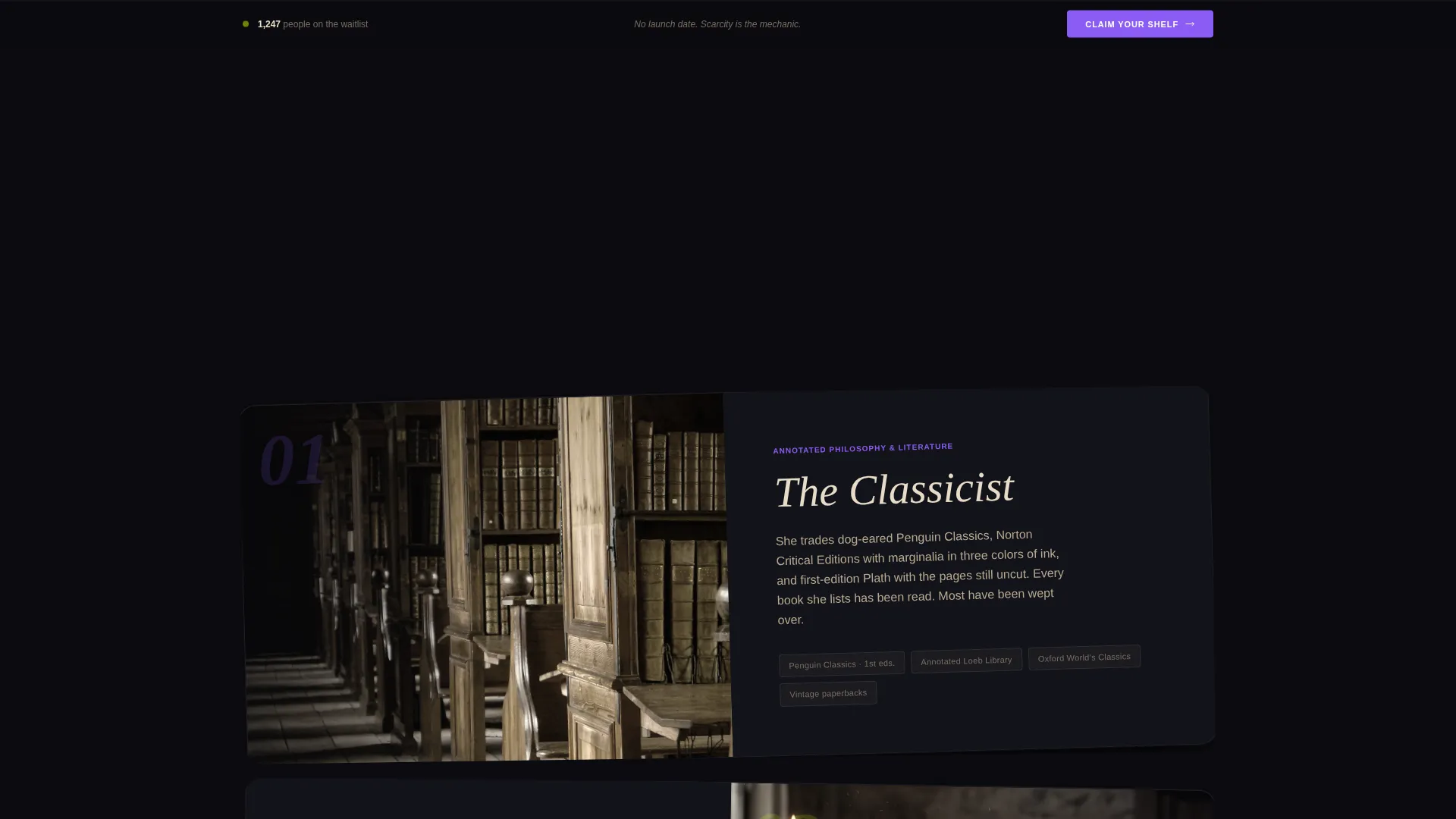Dark Academia Resale Waitlist Landing Page Template