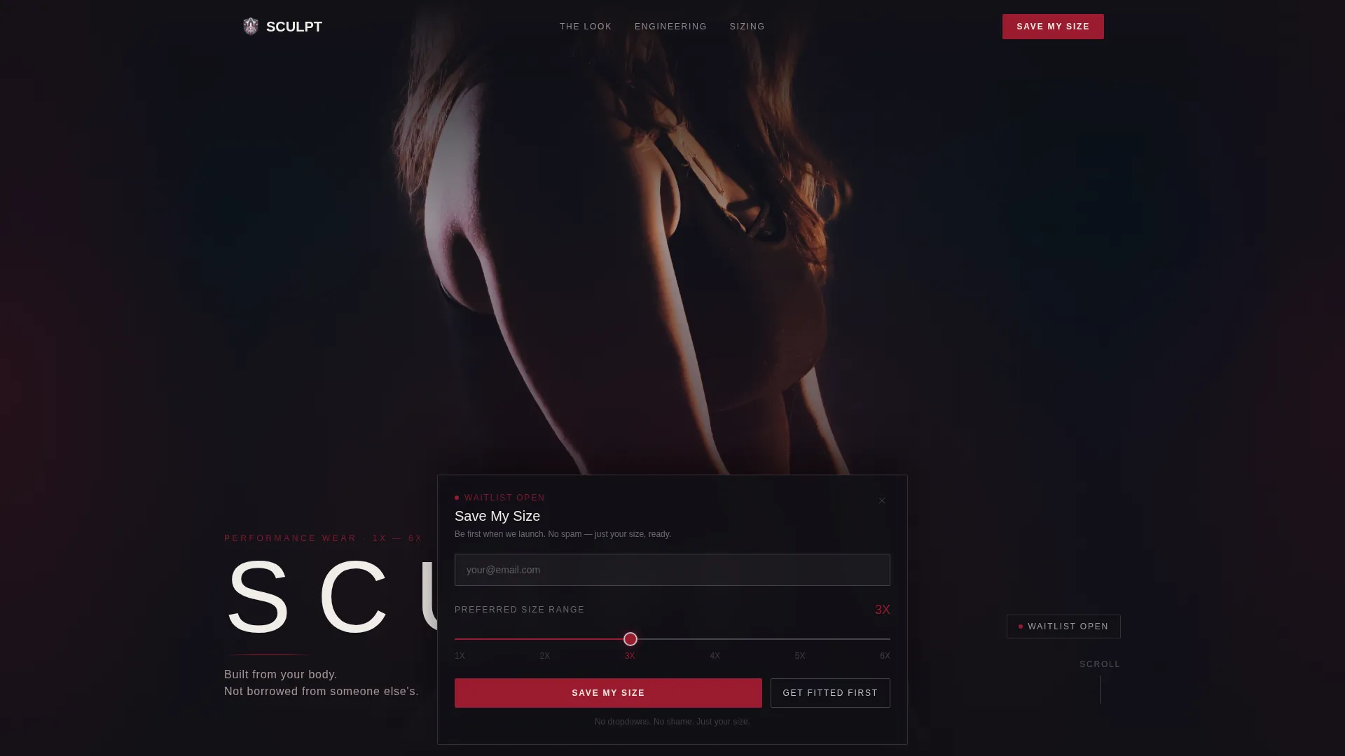 Extended Size Activewear Waitlist Landing Page