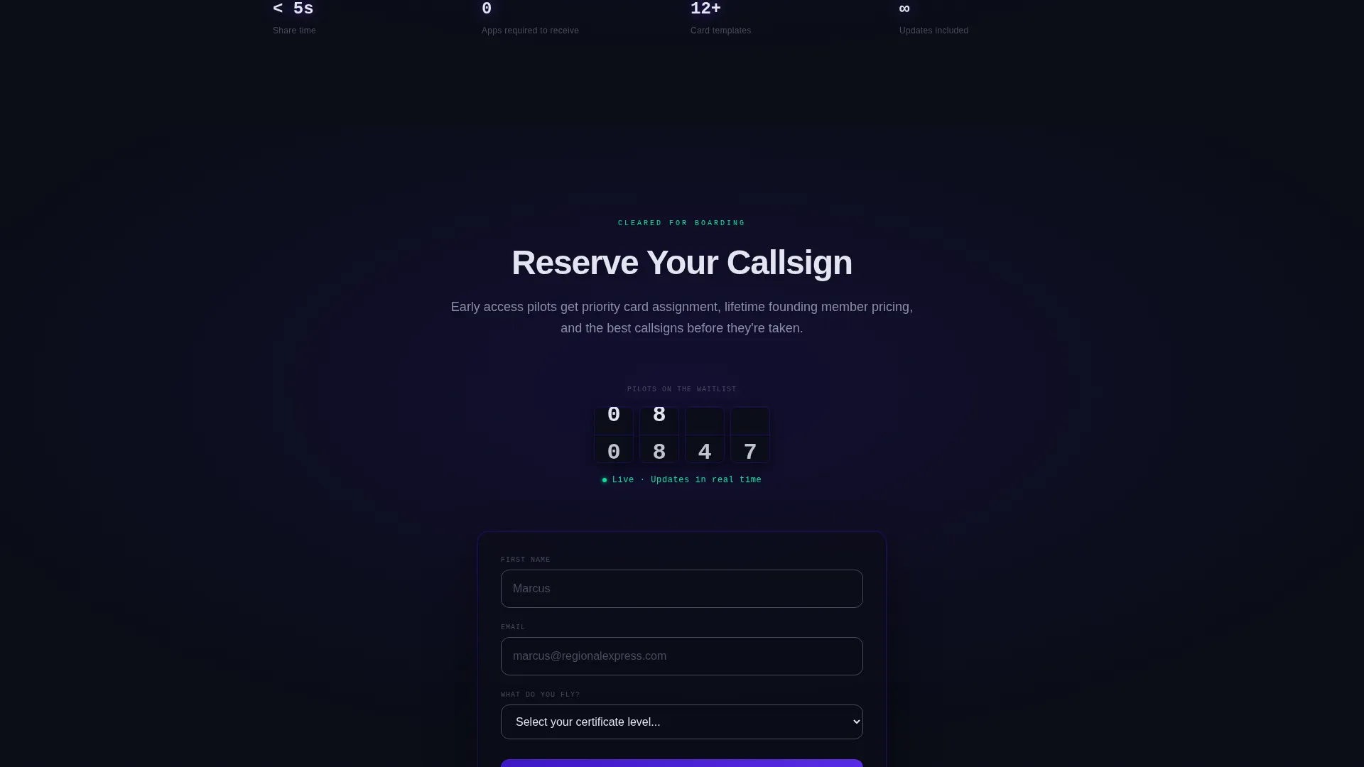 Pilot Profile Complete Pre-Launch Website Template