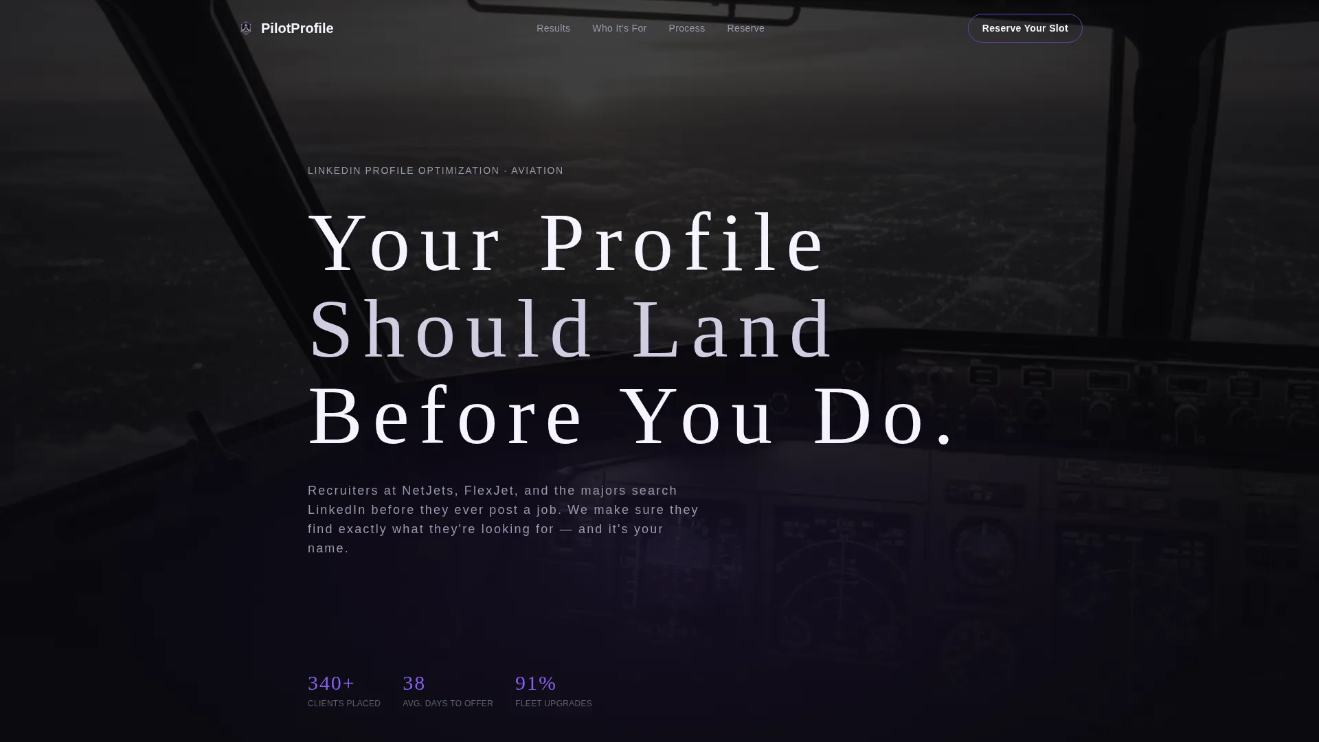 Pilot Profile Pre-Launch Website Template