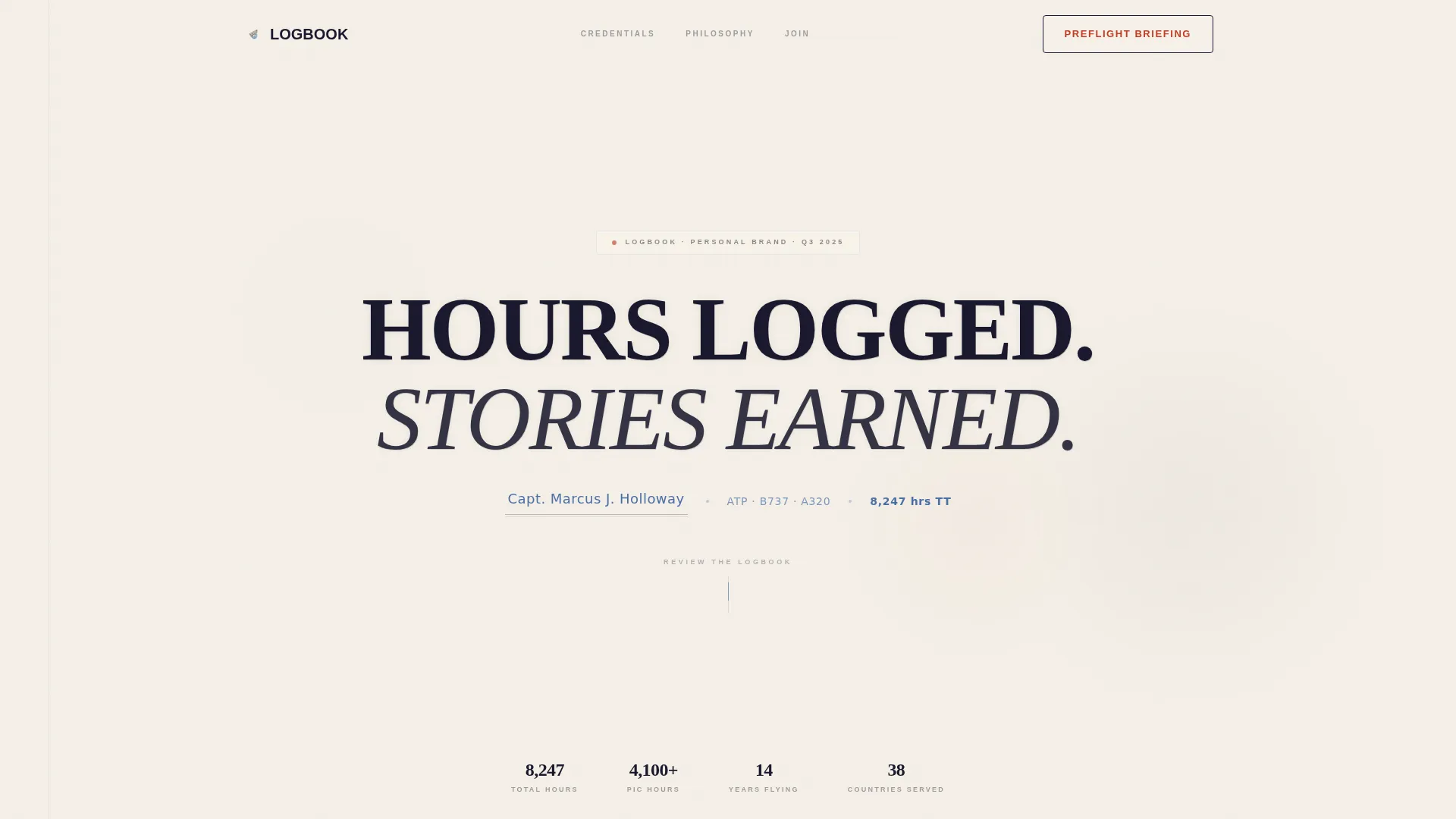 Pilot Profile Booking Website Template