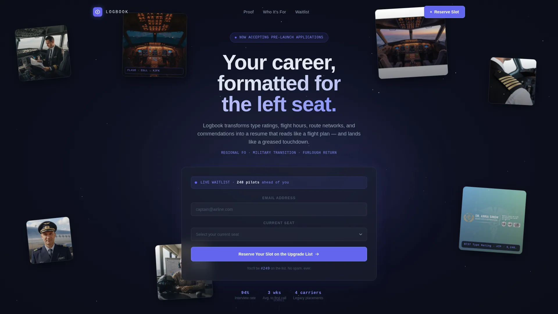 Pilot Professional Resume Landing Page Template