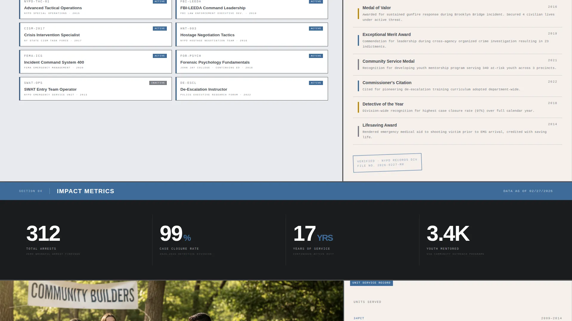 Police Officer Profile Careers Website Template