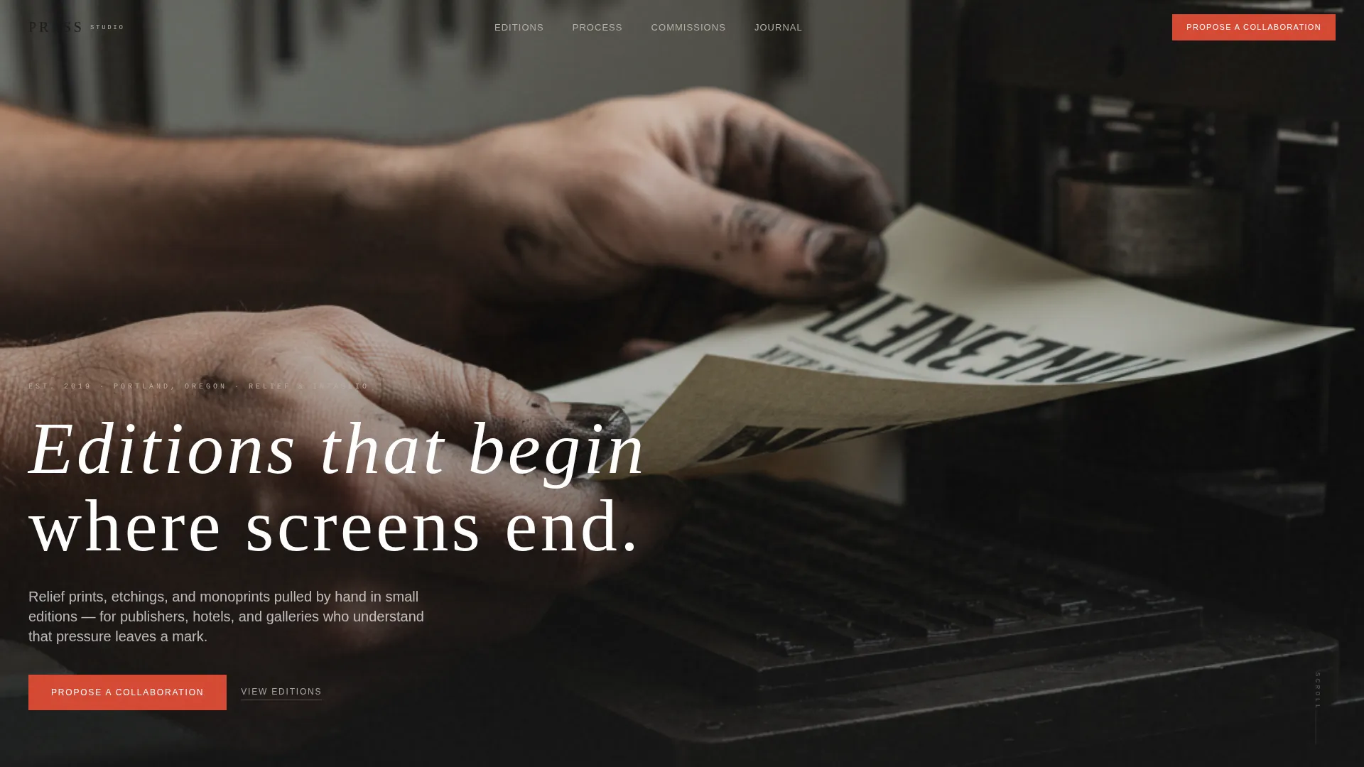 Printmaker Portfolio Specialist Professional Website Template