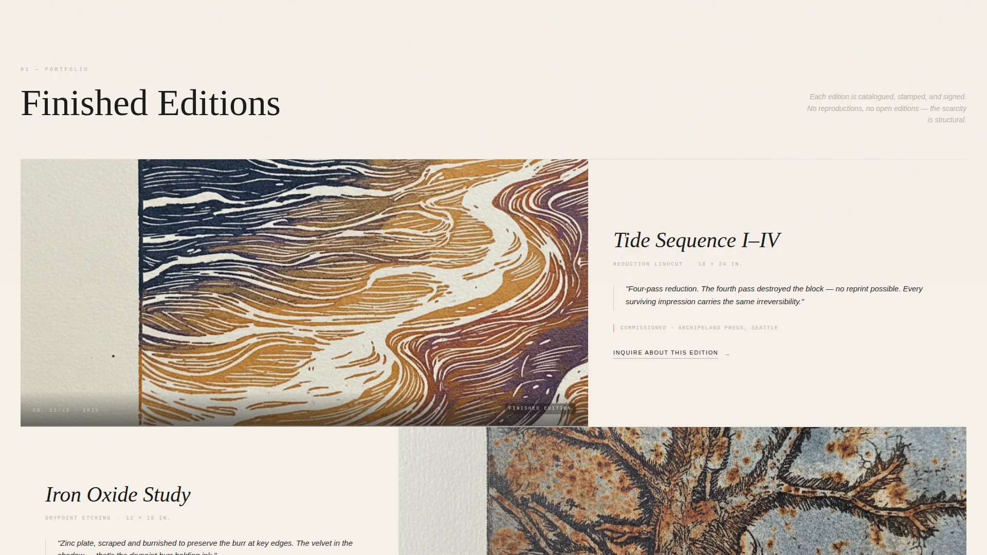 Printmaker Portfolio Specialist Professional Website Template