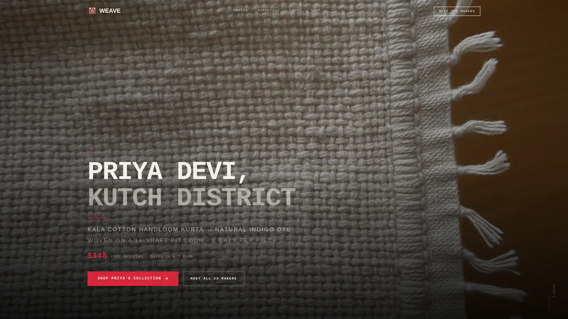 Bold Brutalist Fair Trade Clothing Landing Page