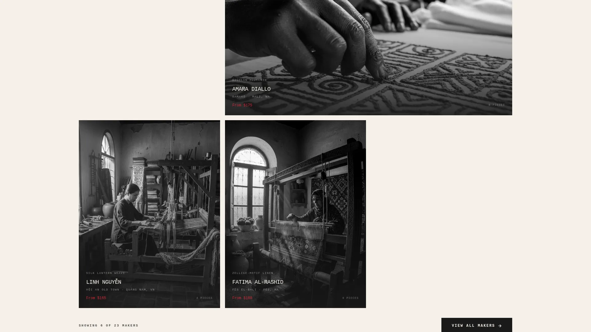 Bold Brutalist Fair Trade Clothing Landing Page