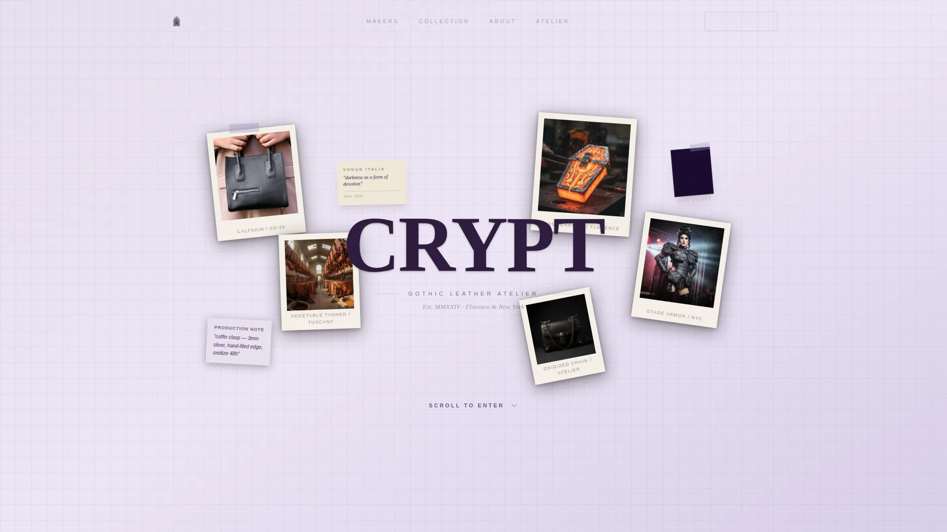 Luxe Gothic Landing Page Template for Bag Brands