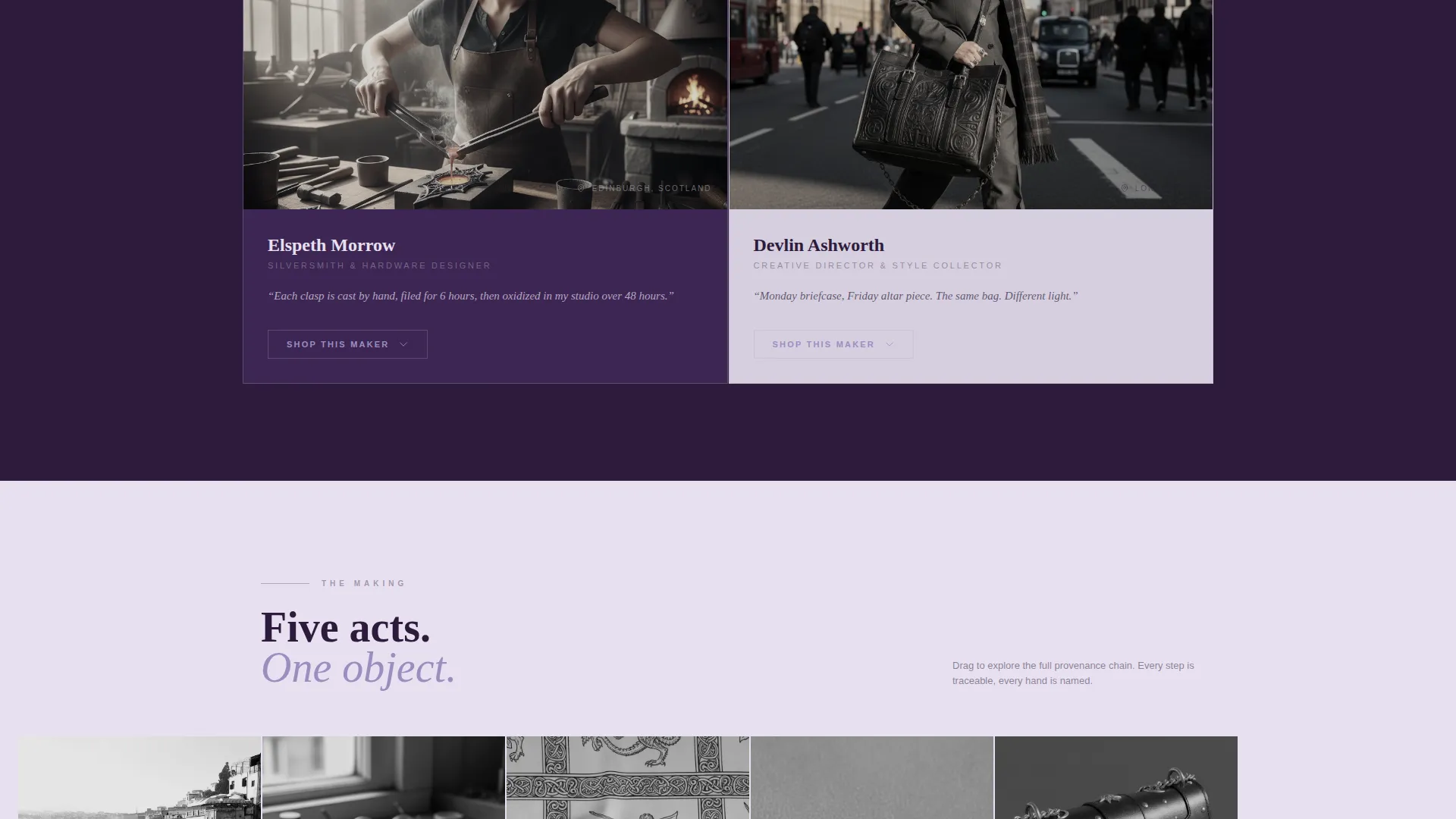 Luxe Gothic Landing Page Template for Bag Brands