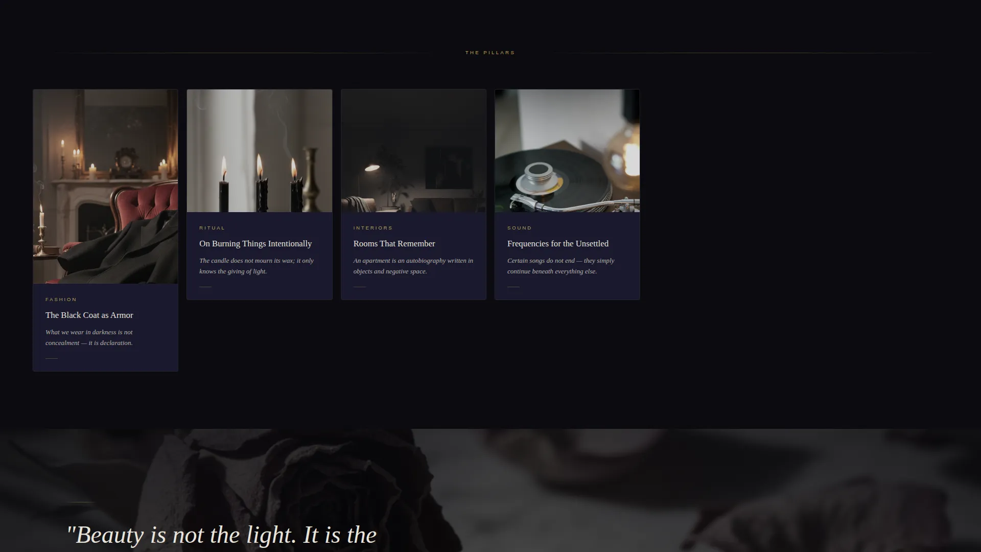 Luxe Gothic Lifestyle Blog Landing Page Template