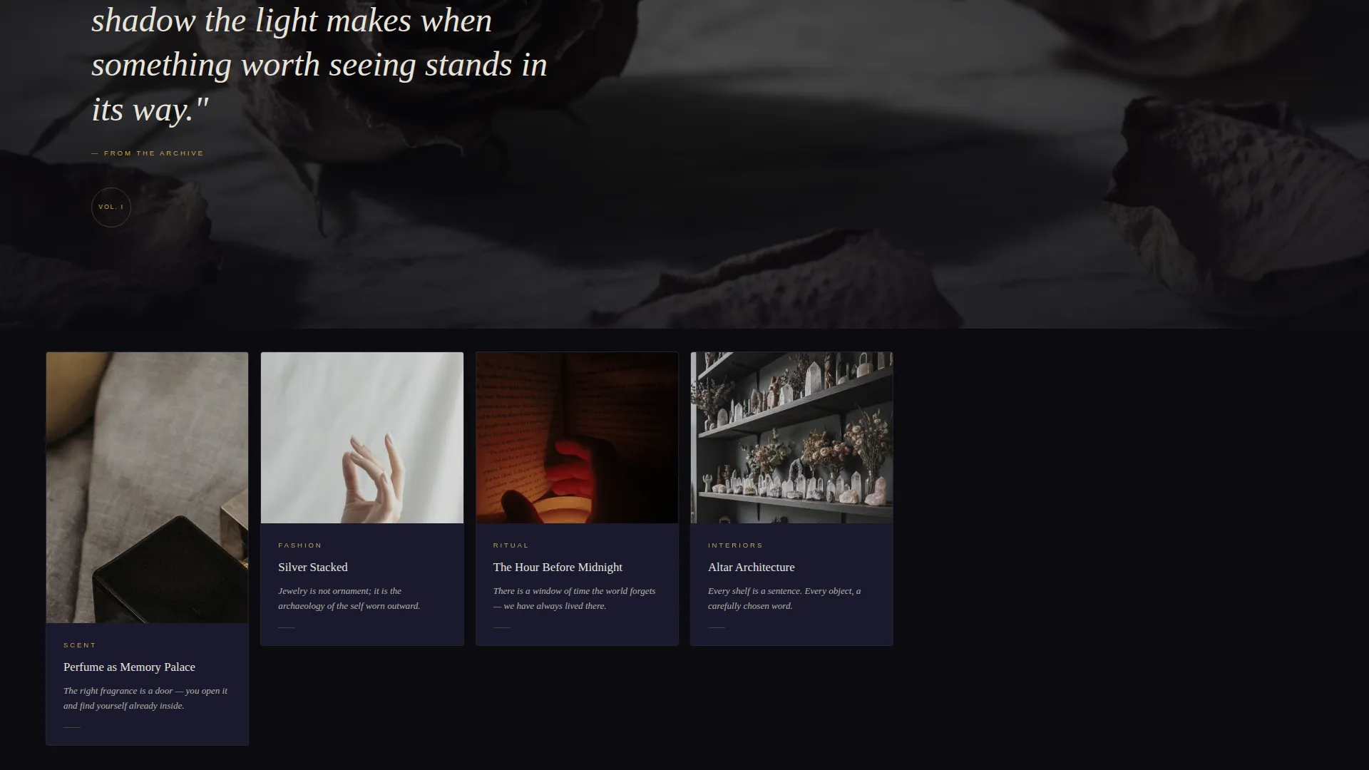 Luxe Gothic Lifestyle Blog Landing Page Template