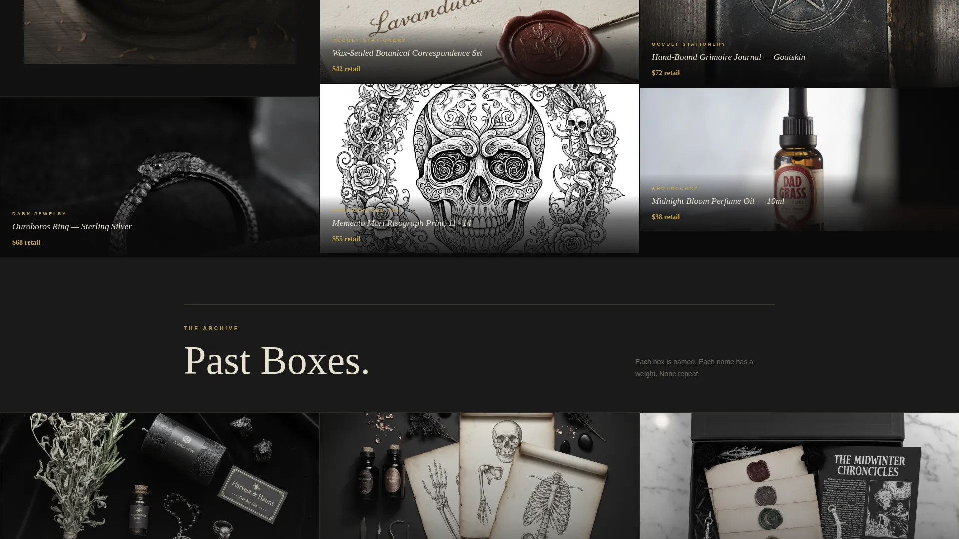 Dark Gothic Subscription Box Landing Page Template