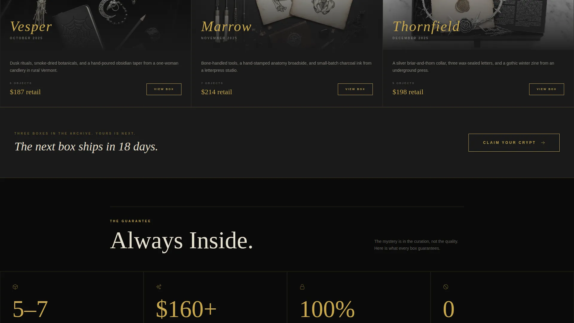 Dark Gothic Subscription Box Landing Page Template