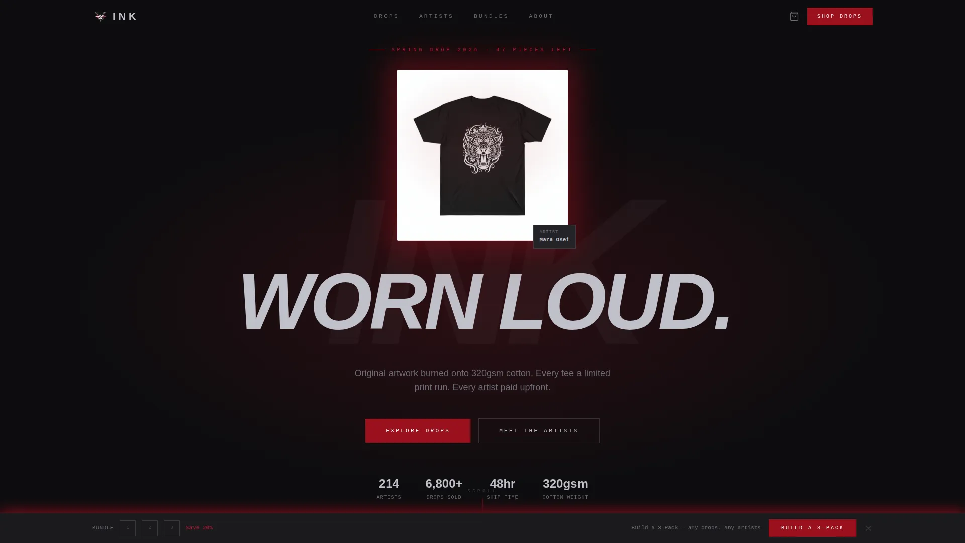 Bold Streetwear Landing Page Template for Print Brands