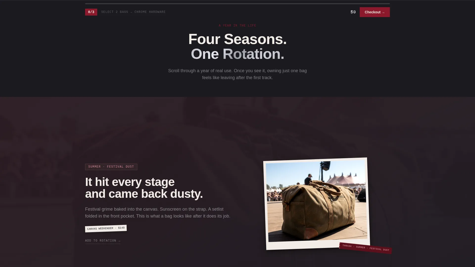 Grunge Bag Brand Landing Page Template