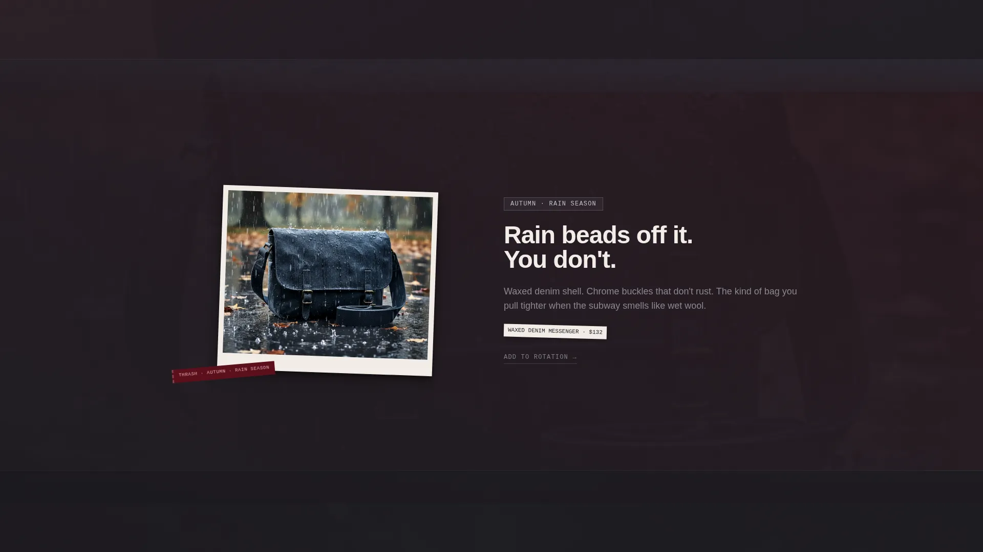 Grunge Bag Brand Landing Page Template