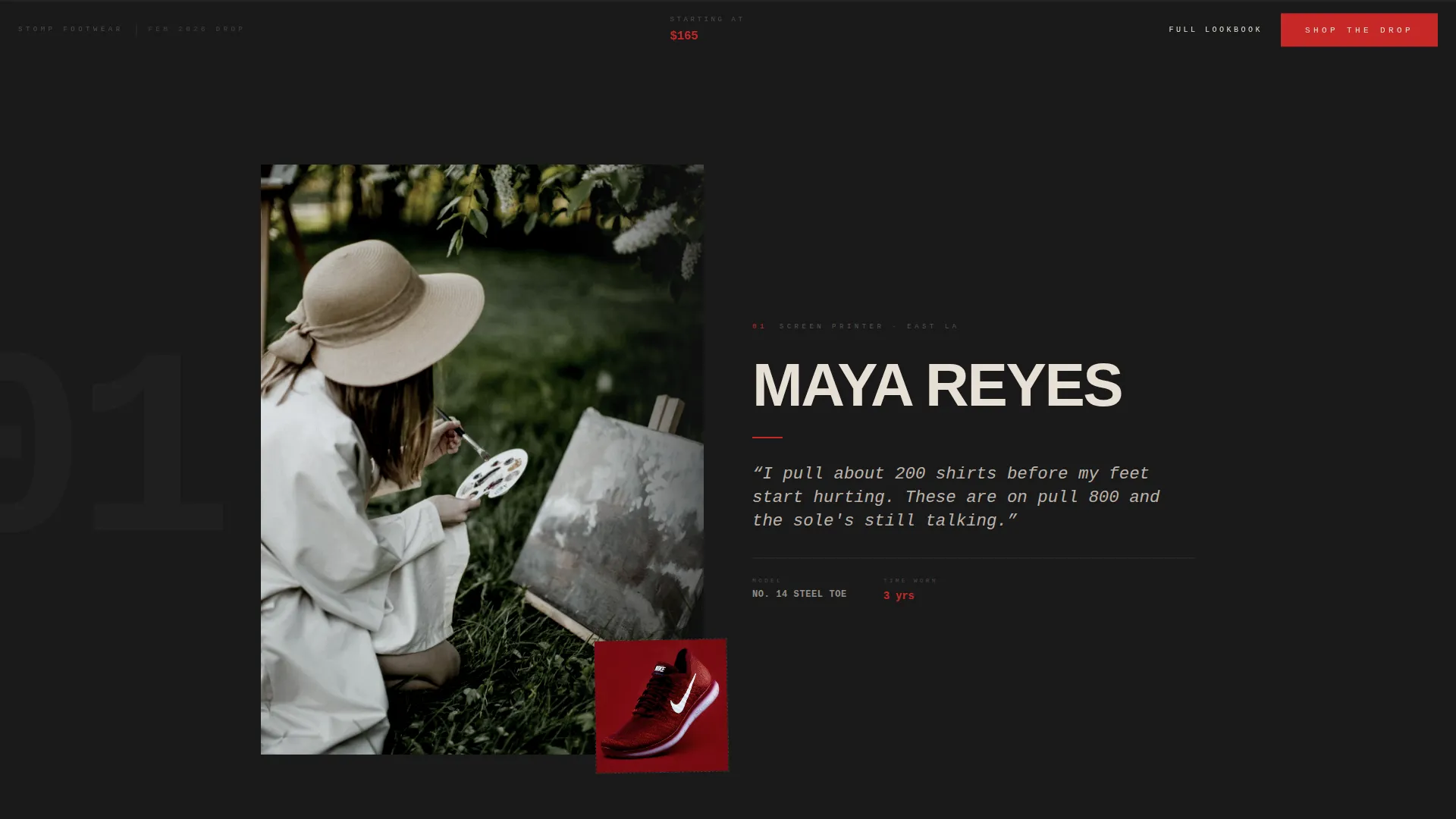 Brutalist Grunge Shoe Brand Landing Page Template