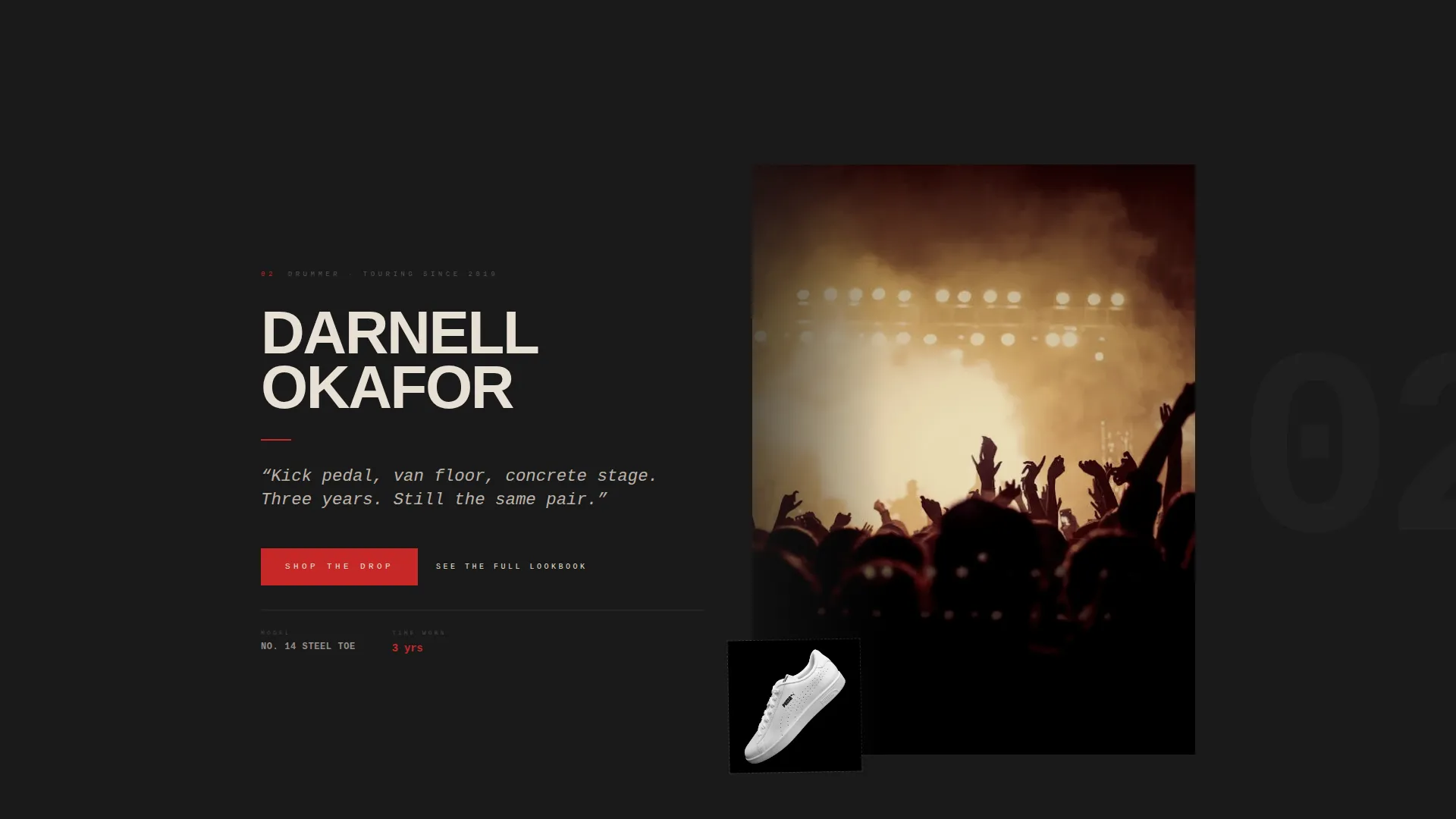 Brutalist Grunge Shoe Brand Landing Page Template
