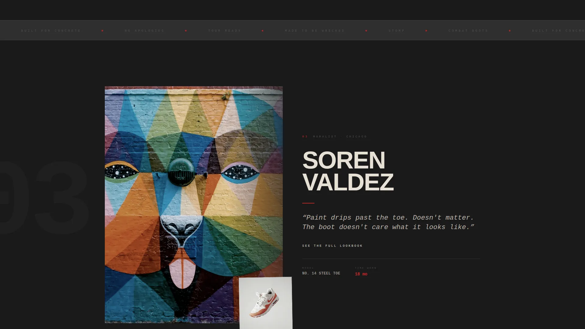 Brutalist Grunge Shoe Brand Landing Page Template