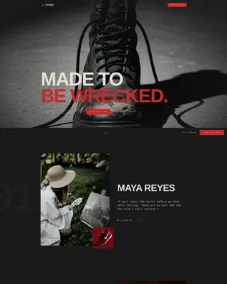 Brutalist Grunge Shoe Brand Landing Page Template