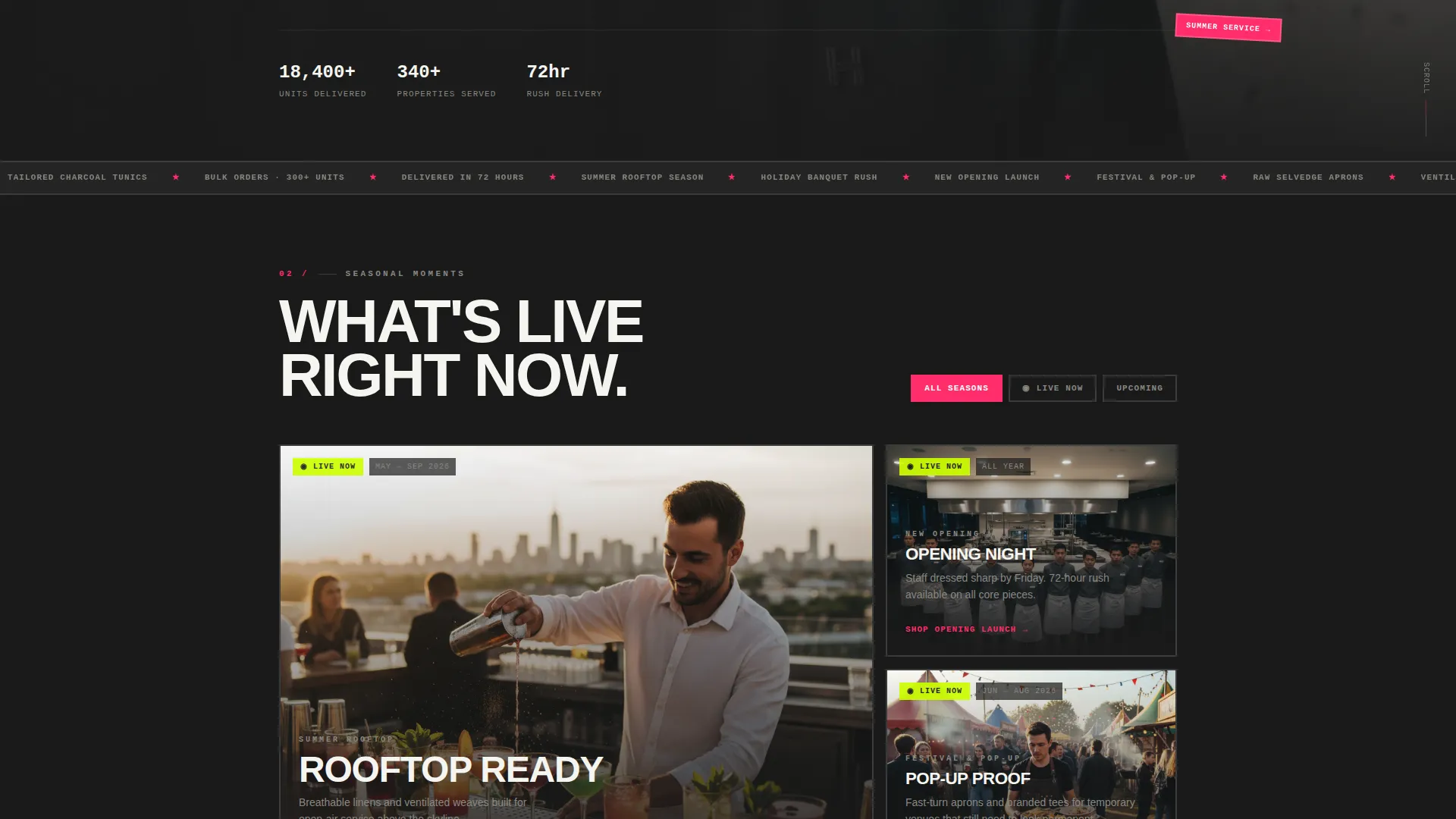 Brutalist Hospitality Uniform Landing Page Template