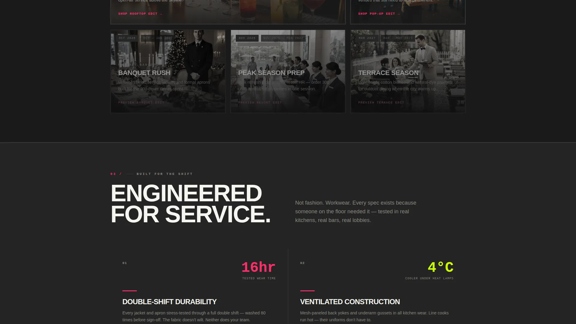 Brutalist Hospitality Uniform Landing Page Template
