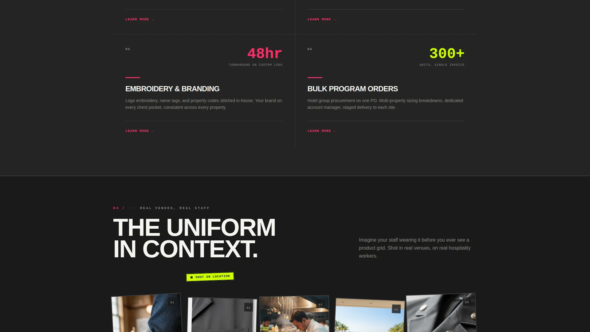Brutalist Hospitality Uniform Landing Page Template