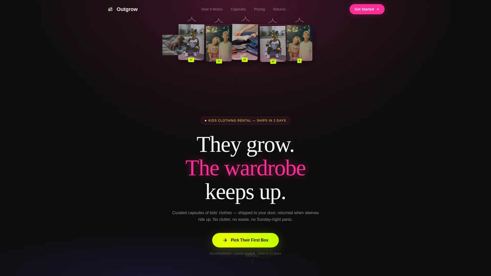 Kids Clothing Rental Landing Page Template