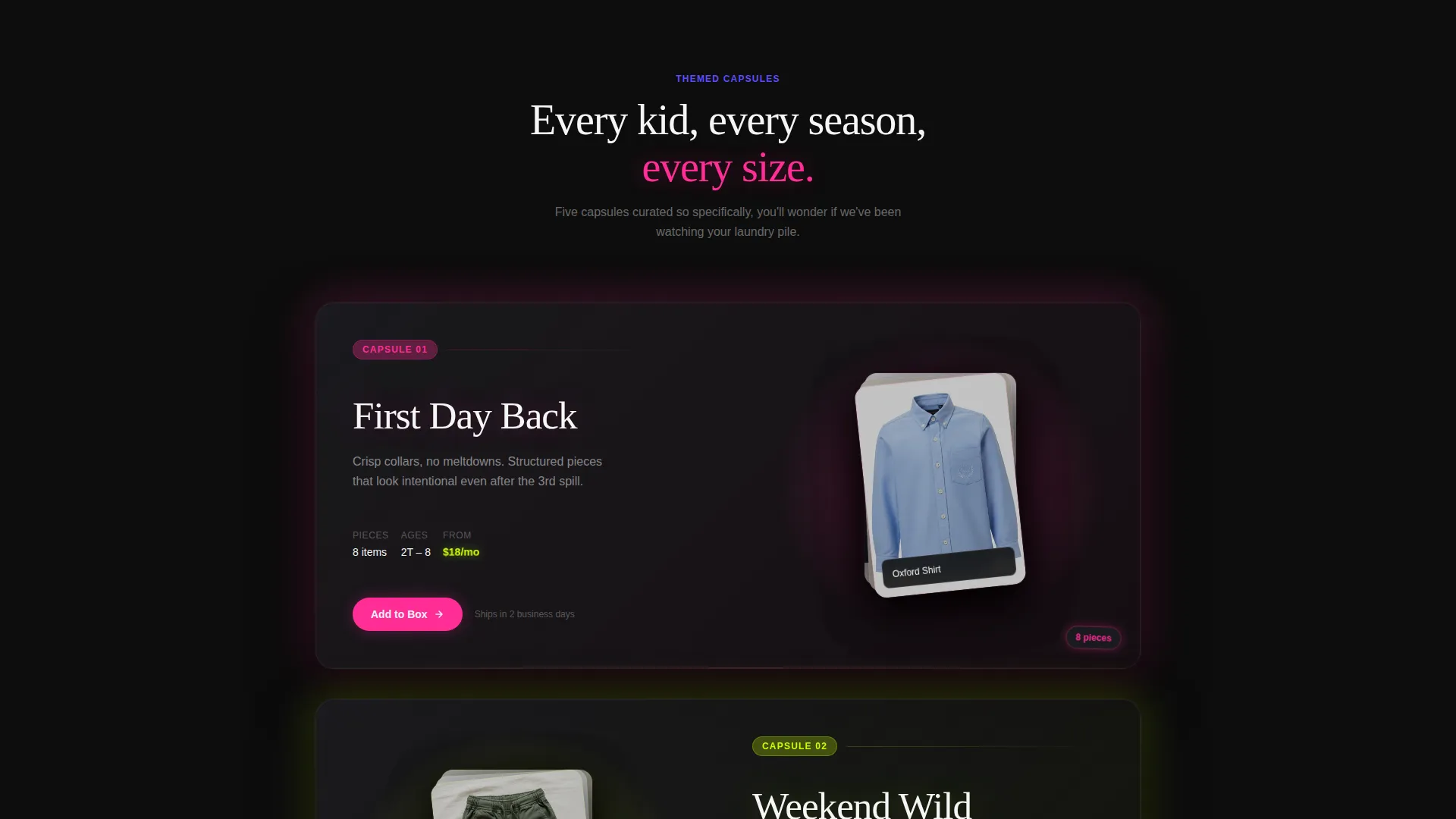 Kids Clothing Rental Landing Page Template